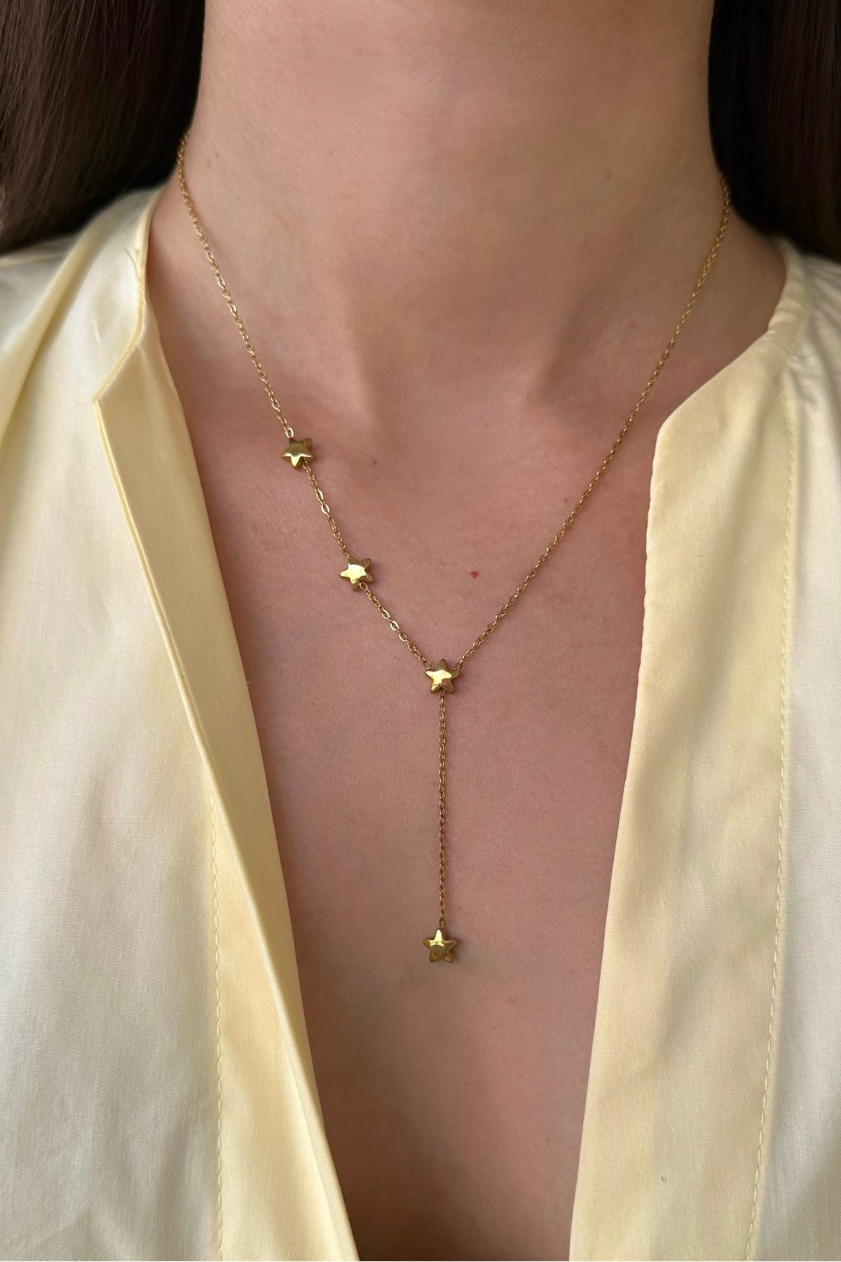 Okko Store Çelik Yıldız Model Y Kolye