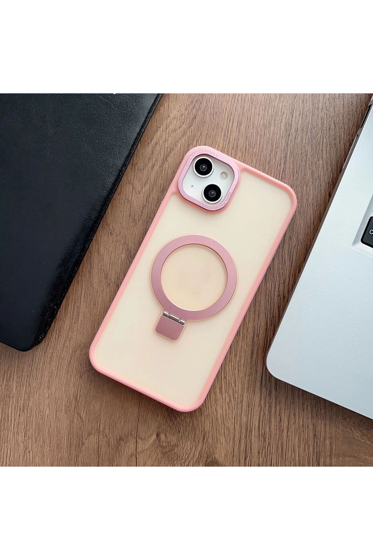 EDELFU iPhone 15 için (6.1 inç) Standlı Magsafe Dayanıklı Metal Koruyucu Mat Kapak