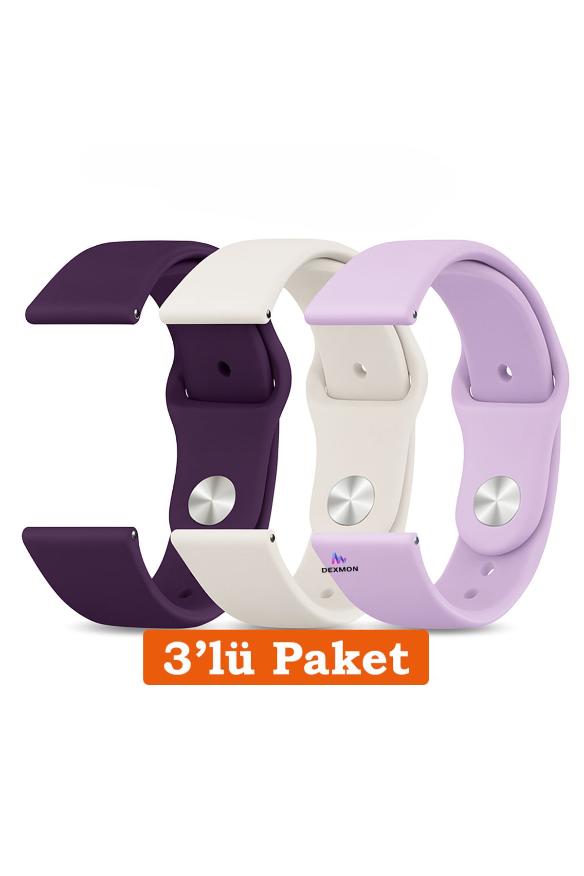 Dexmon Huawei Watch 3 GT GT2 GT2e GT3 GT4 GT5 Pro SE Elite 46mm Uyumlu 22mm 3'lü Paket Silikon Kordon Seti