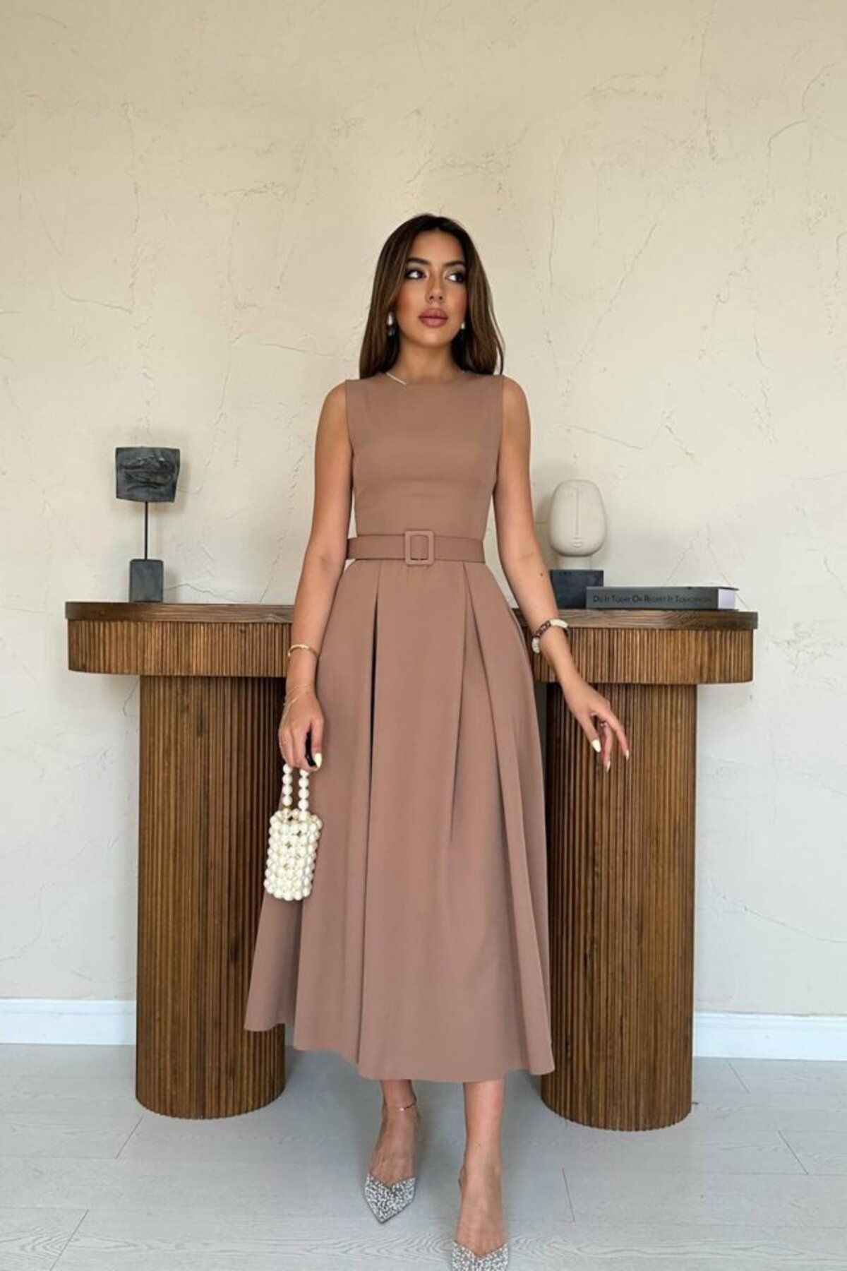 velmorafashion Moccah Halter Yaka Kloş Elbise