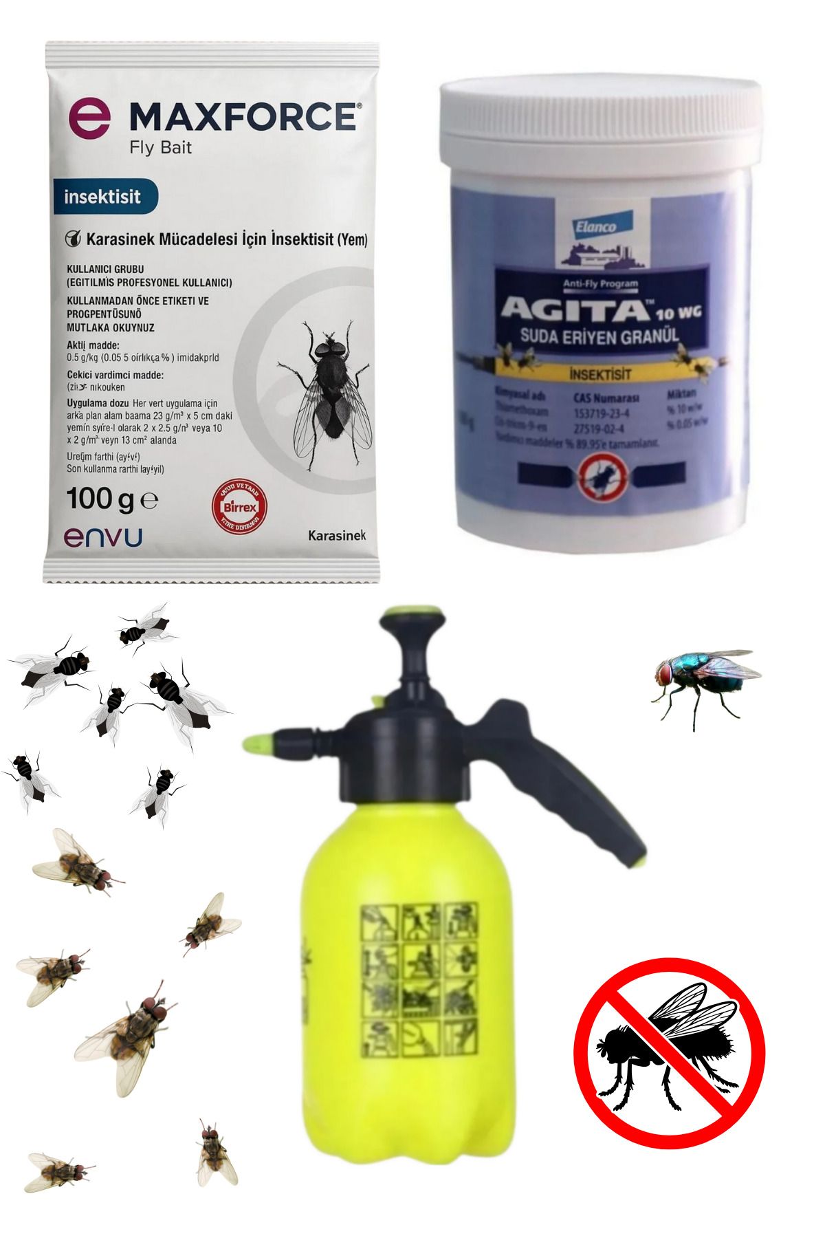 ELANCO Agita 10WG 10GR-Max Force Fly Bait 100GR/Karasinek İlaçları/2Lt Basınçlı İlaçlama Pompası