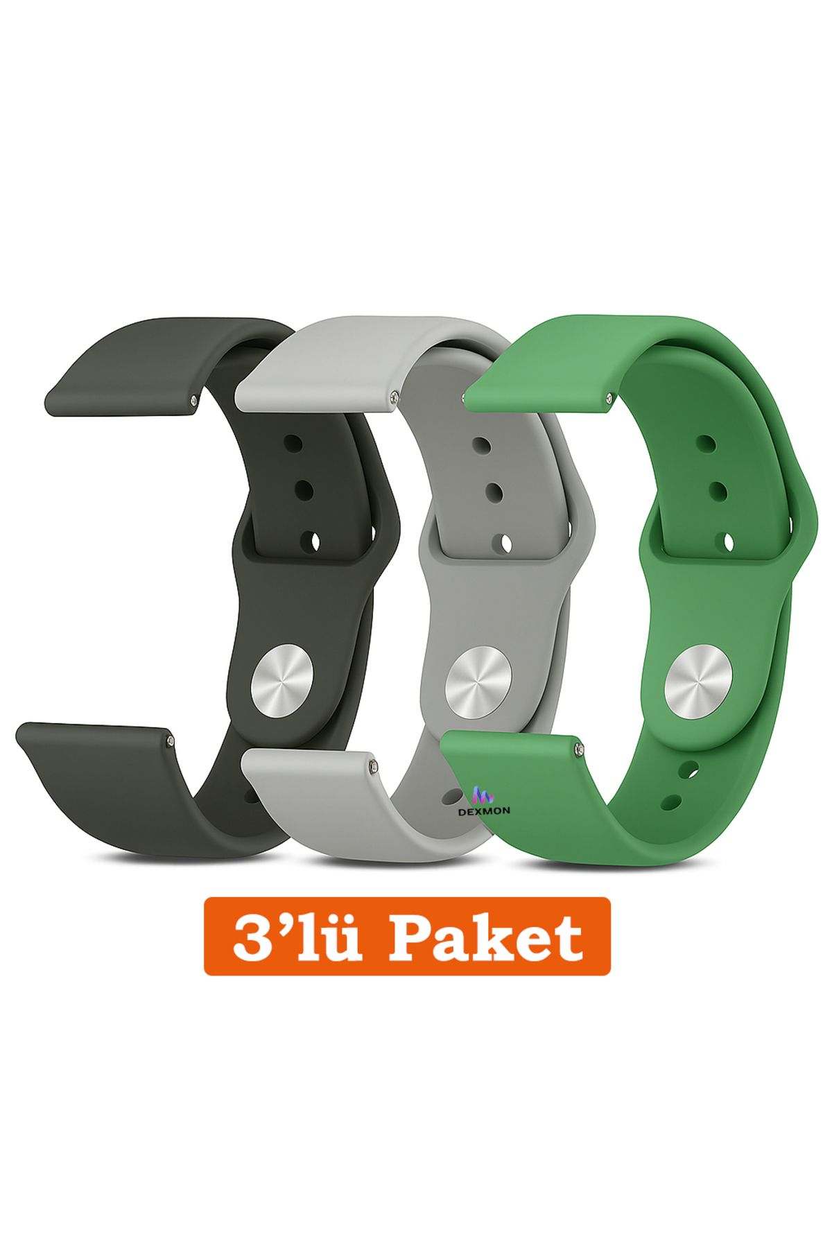 Dexmon Huawei Watch 3 GT GT2 GT2e GT3 GT4 GT5 Pro SE Elite 46mm Uyumlu 22mm 3'lü Paket Silikon Kordon Seti