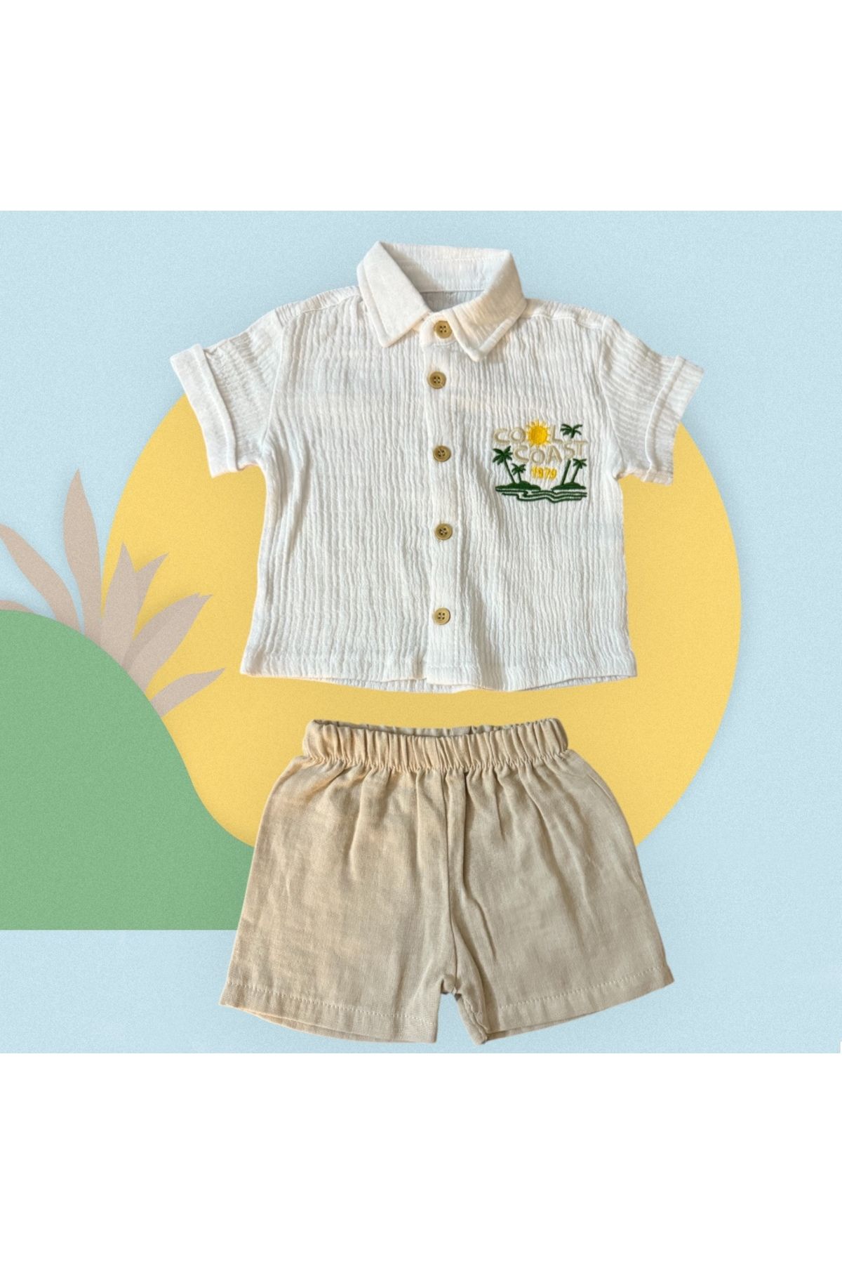 çıtır kids wear Bebek %100 Pamuklu 2’li Takım Şort-gömlek