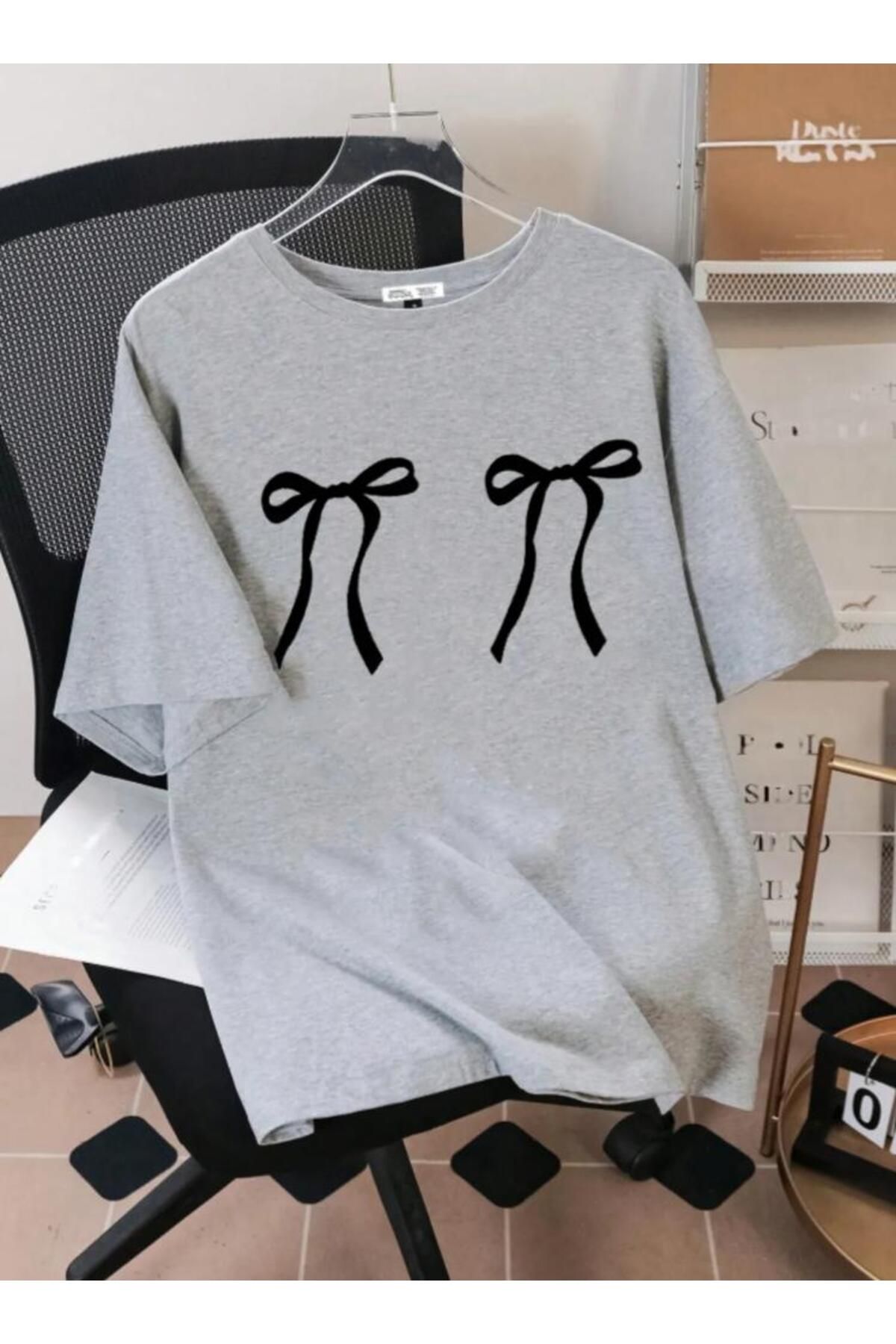 Framgan Unisex Erkek/Kadın KURDELE Renkli Özel Baskılı Oversize Pamuklu Bisiklet Yaka T-Shirt Tişört