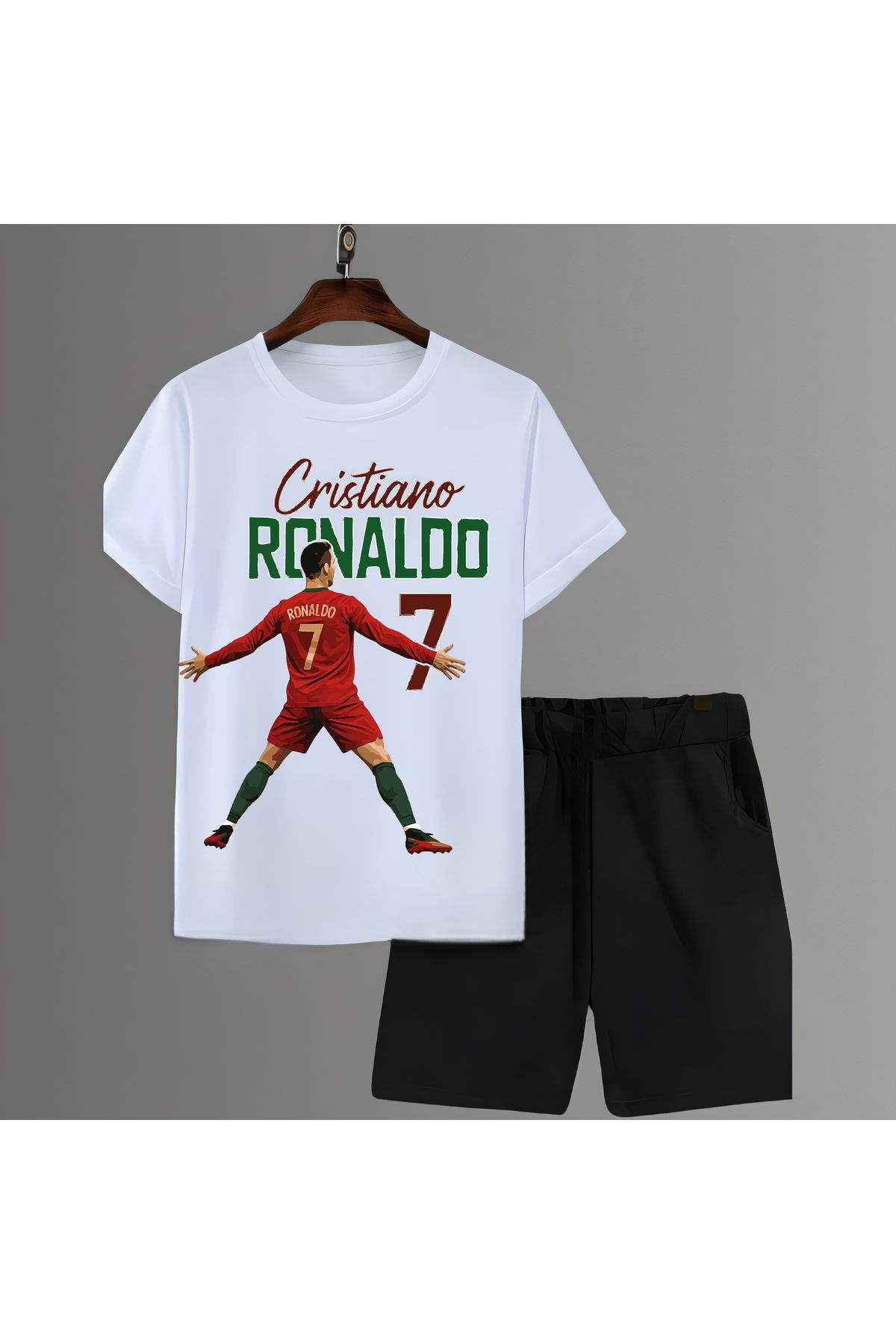Biy Store Cristiano Ronaldo efsane görselfutbol forma baskılı unisex erkek tişört kadın t-shirt şort takımı