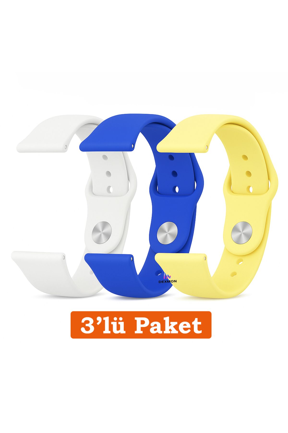 Dexmon Huawei Watch 3 GT GT2 GT2e GT3 GT4 GT5 Pro SE Elite 46mm Uyumlu 22mm 3'lü Paket Silikon Kordon Seti