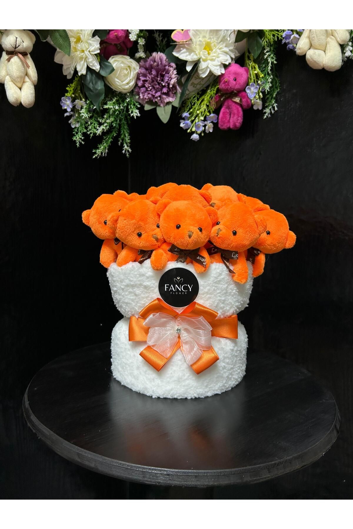 fancyflower Turuncu Ayıcıklı Peluş Buket