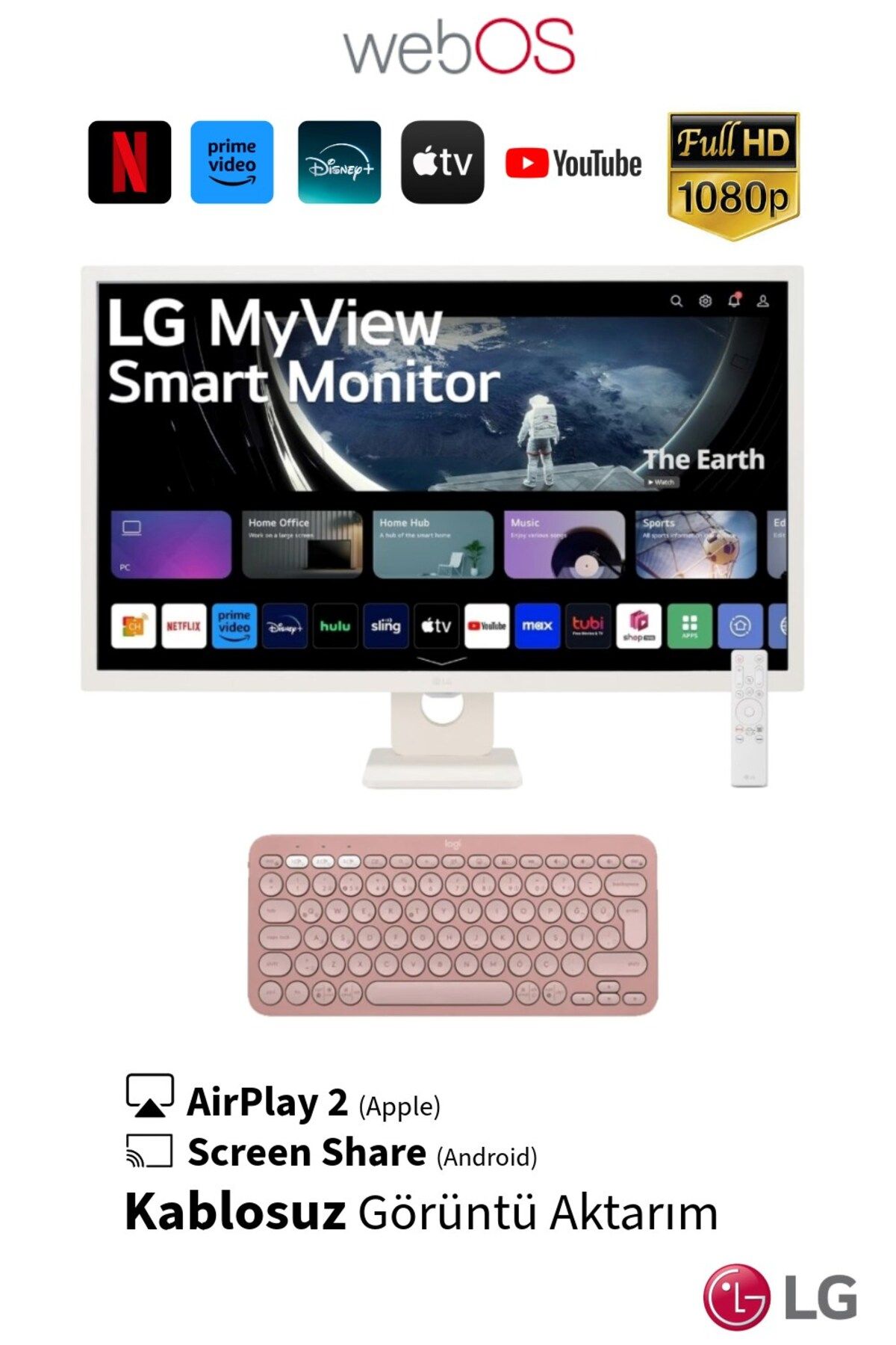 LG WebOS Akıllı TV Wİ-Fİ, Bluetooth, USB Bağlantı IPS 1920x1080 FULHD 32 inç 80 Ekran Smart Monitör TV