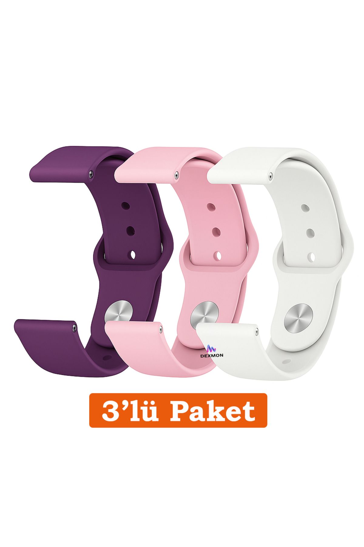 Dexmon Huawei Watch 3 GT GT2 GT2e GT3 GT4 GT5 Pro SE Elite 46mm Uyumlu 22mm 3'lü Paket Silikon Kordon Seti