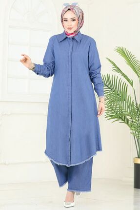 SiSorti Moda Kadın Gömlek Bol Paça Tunik Kot Takım