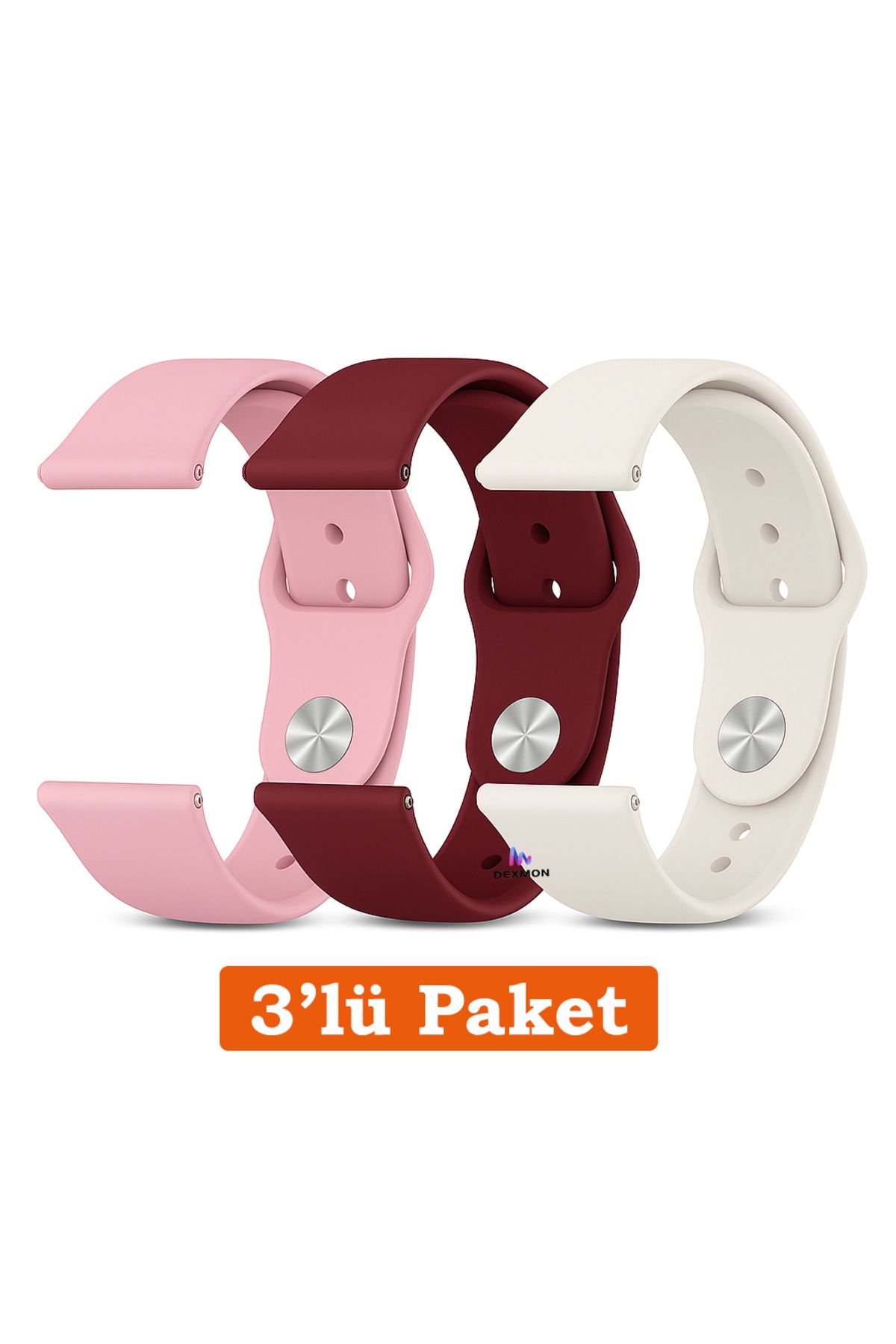 Dexmon Huawei Watch 3 GT GT2 GT2e GT3 GT4 GT5 Pro SE Elite 46mm Uyumlu 22mm 3'lü Paket Silikon Kordon Seti