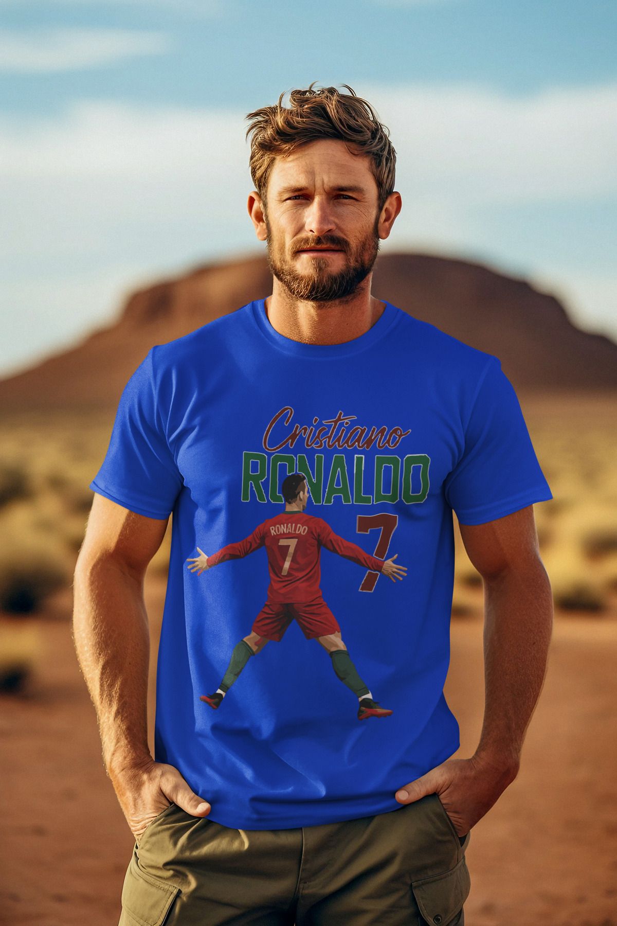Biy Store Cristiano Ronaldo efsane karikatür futbol forma baskılı unisex kısa kollu erkek tişört kadın t-shirt