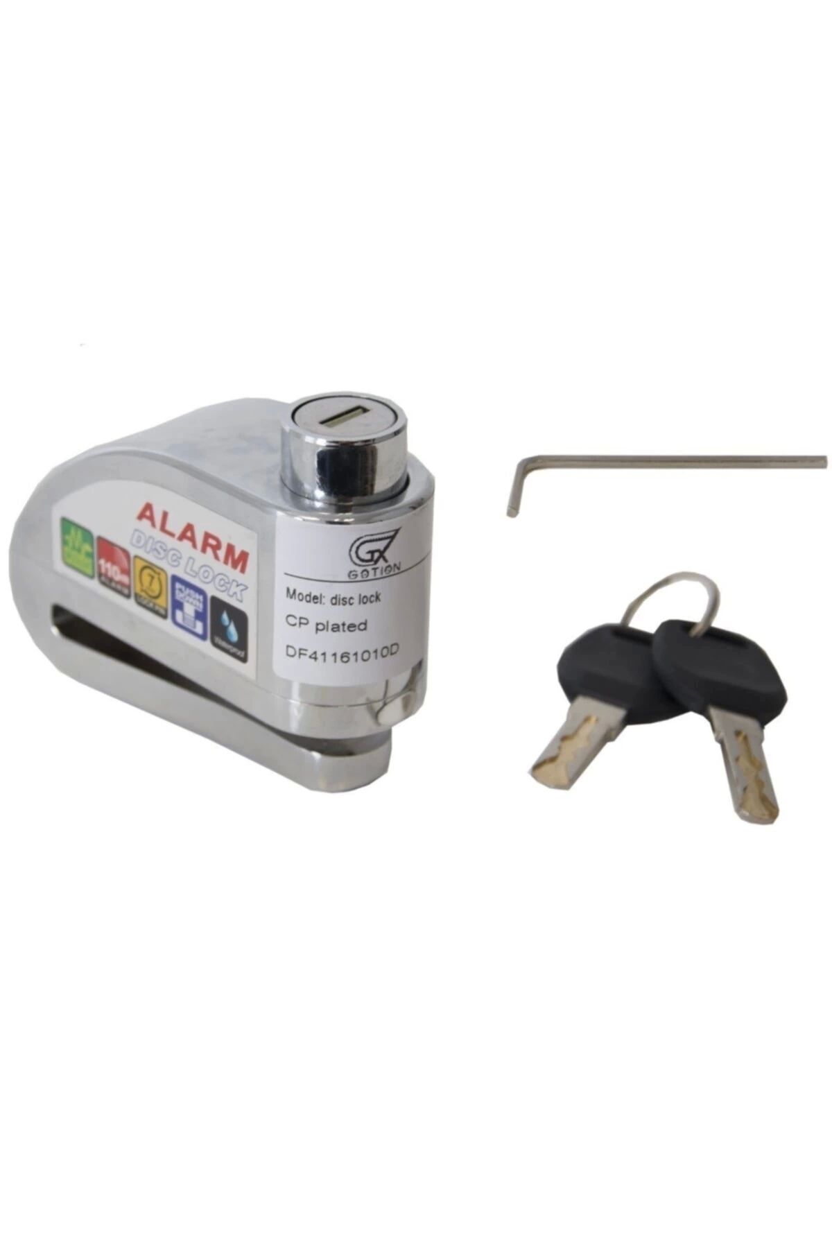 Generic Alarmlı Motosiklet Disk Kilidi 110 Desibel Krom Bisiklet Scooter Alarmlı Disk Kilidi