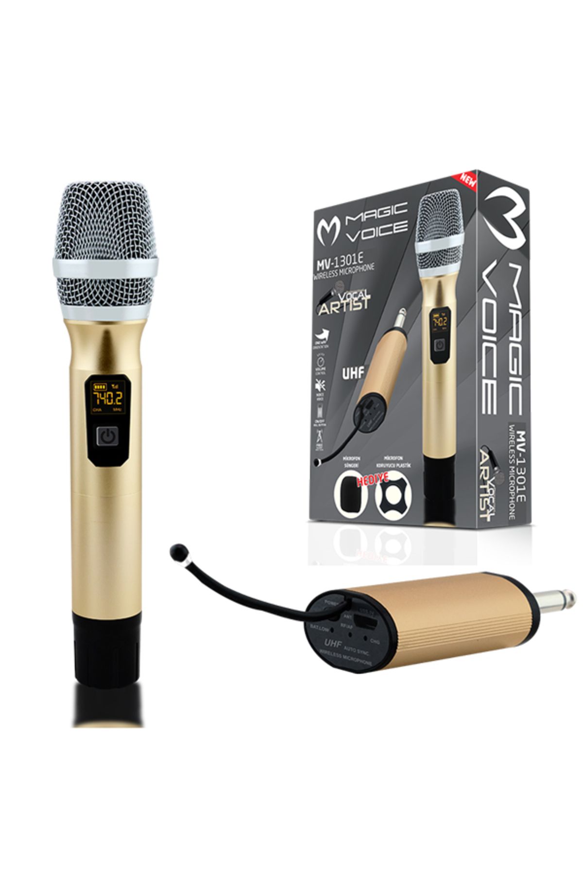 Findit MAGICVOICE MV-1301E UHF EKRANLI 1 EL KABLOSUZ TELSİZ MİKROFON (2818)