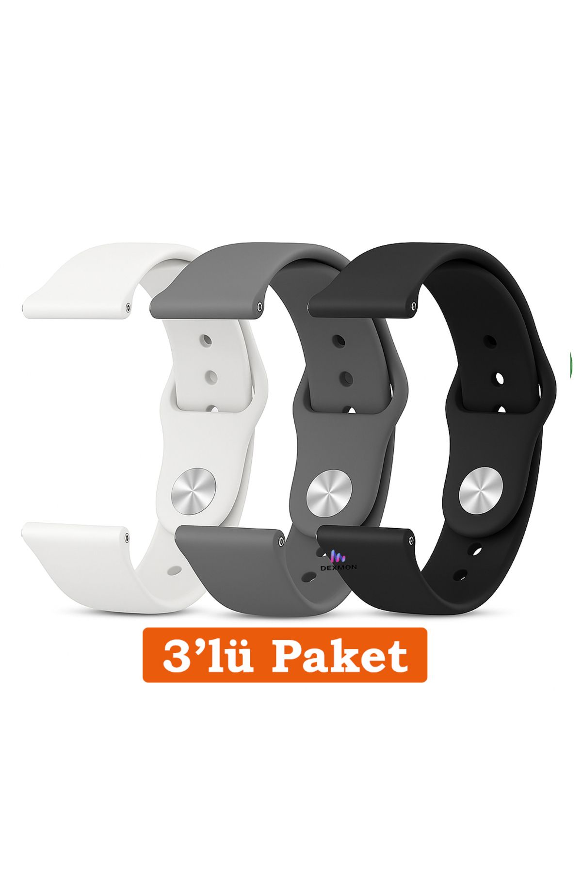 Dexmon Huawei Watch 3 GT GT2 GT2e GT3 GT4 GT5 Pro SE Elite 46mm Uyumlu 22mm 3'lü Paket Silikon Kordon Seti