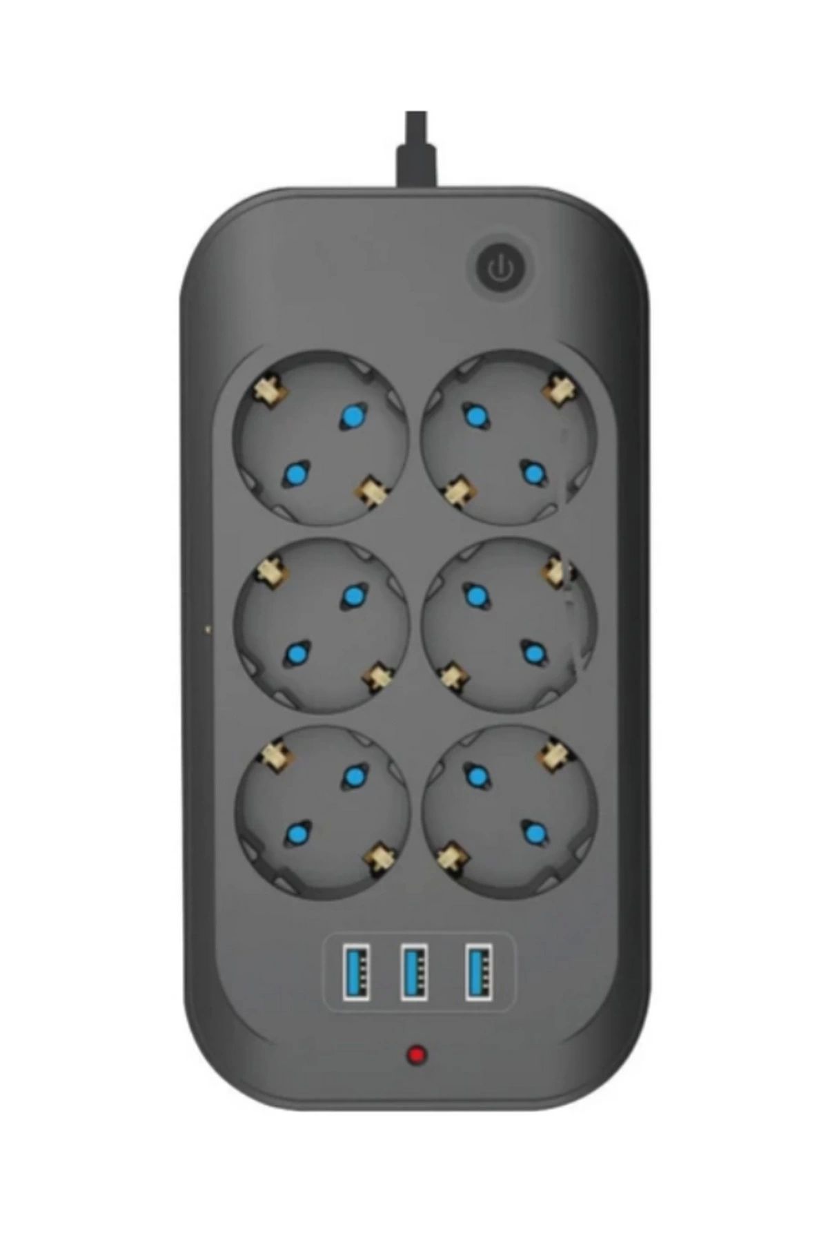 Generic Termal Akım Korumalı, Çocuk Korumalı, 6’lı 2 Mt Uzatma Kablosu 6 X Priz, 3 X Usb