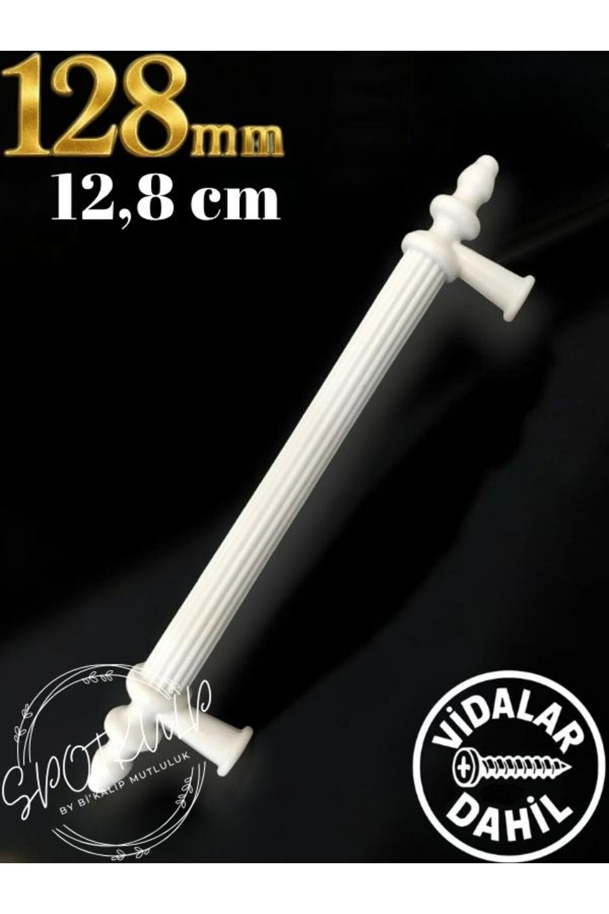 spotkulp 128 mm BEYAZ SERT PLASTİK KUMRU MODEL MOBİLYA KULPLARI-MUTFAK, ÇEKMECE, DOLAP KULPLARI