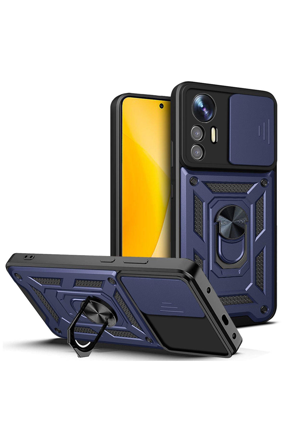 Başkenttekno Xiaomi Mi 12 Lite Kılıf Magnetik Standlı Kamera Korumalı Sürgülü Vega Kapak