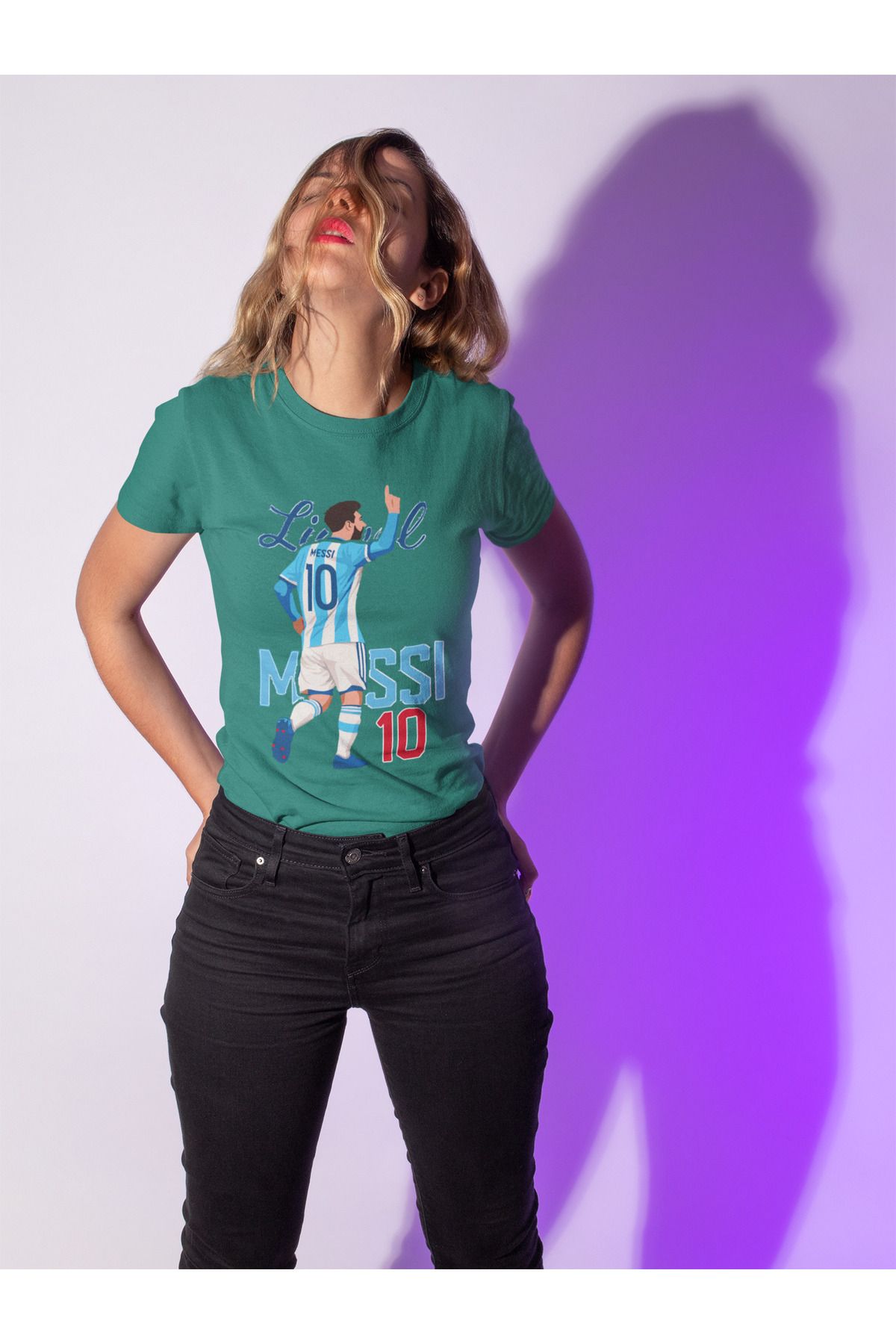Biy Store Lionel Messi efsane karikatür futbol forma baskılı unisex kısa kollu erkek tişört kadın t-shirt