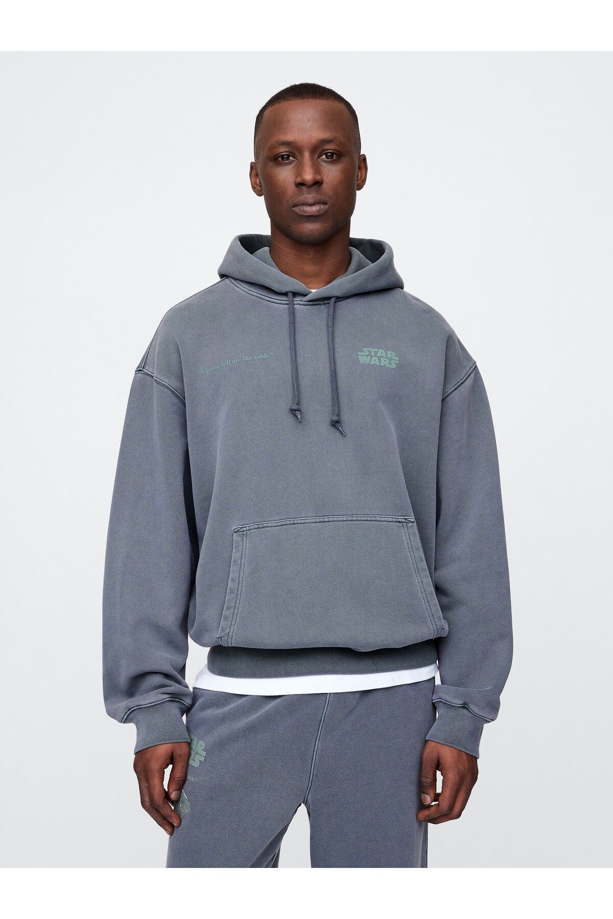 GAP Erkek Yeşil Star Wars Grafikli Heavyweight Fleece Sweatshirt