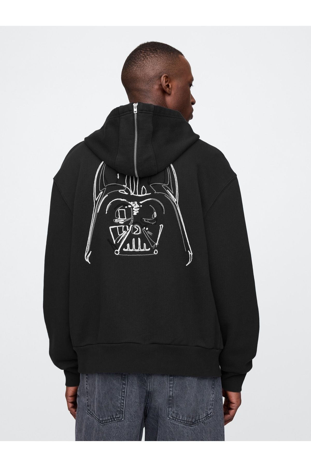 GAP Erkek Siyah Star Wars Grafikli Extra Heavyweight Varsity Ceket