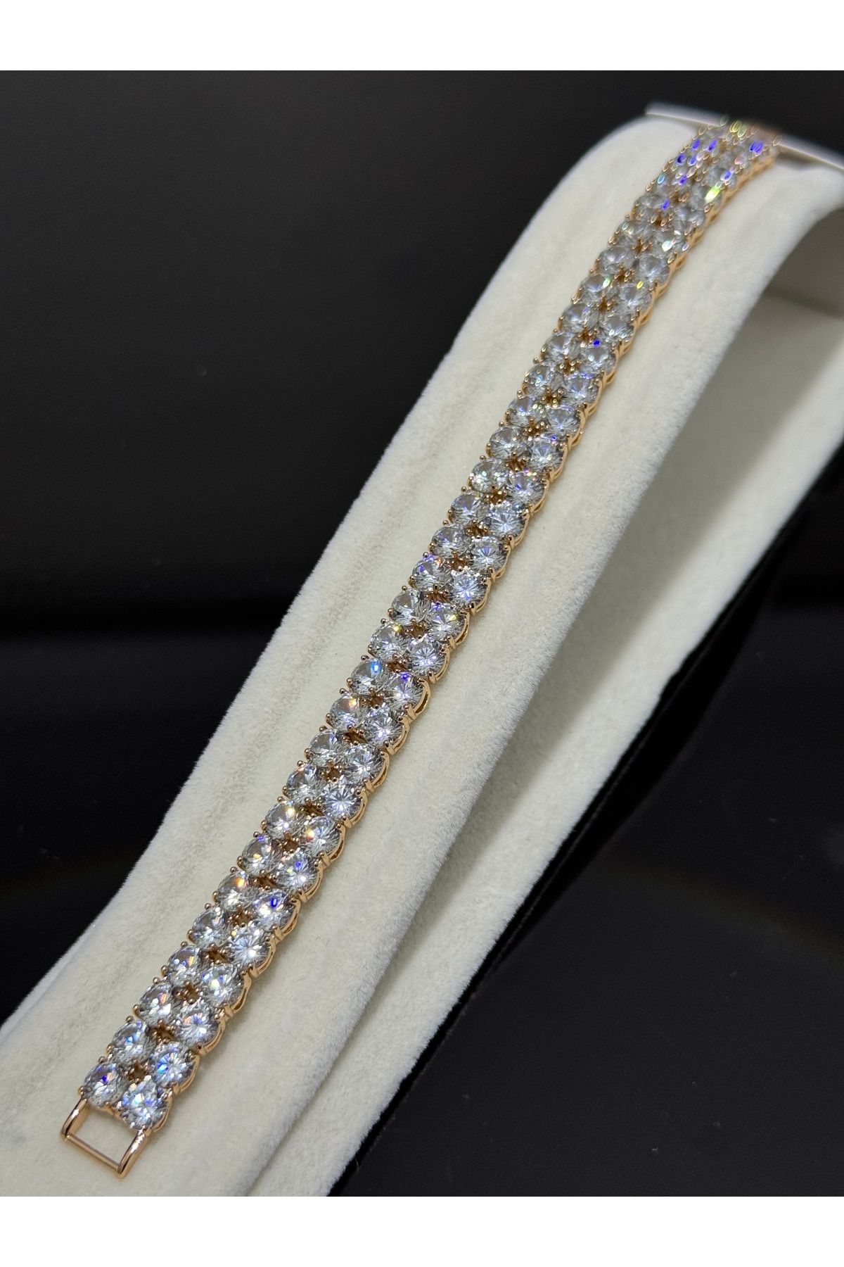 XUPING JEWELRY 316L çift zirkon taşlı Çelik bileklik paslanmaz kararmaz