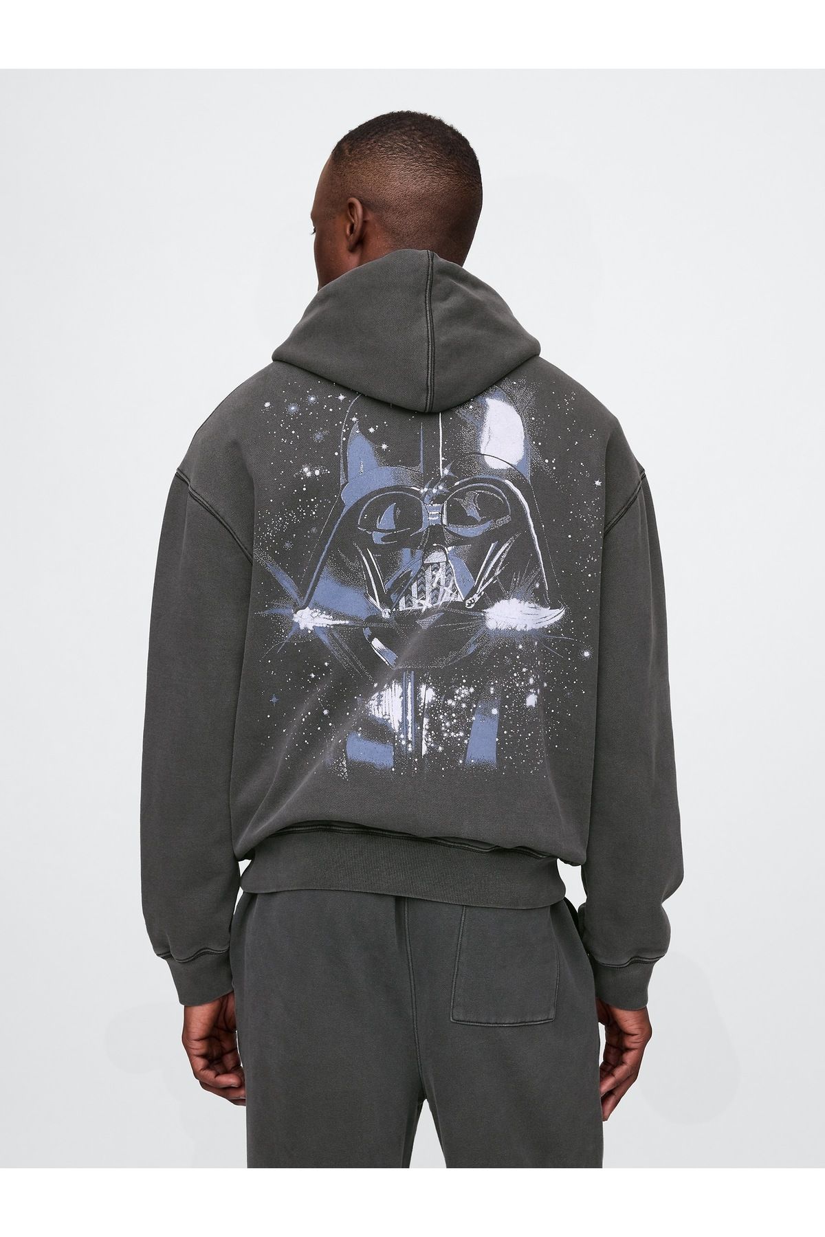 GAP Erkek Siyah Star Wars Grafikli Heavyweight Fleece Sweatshirt