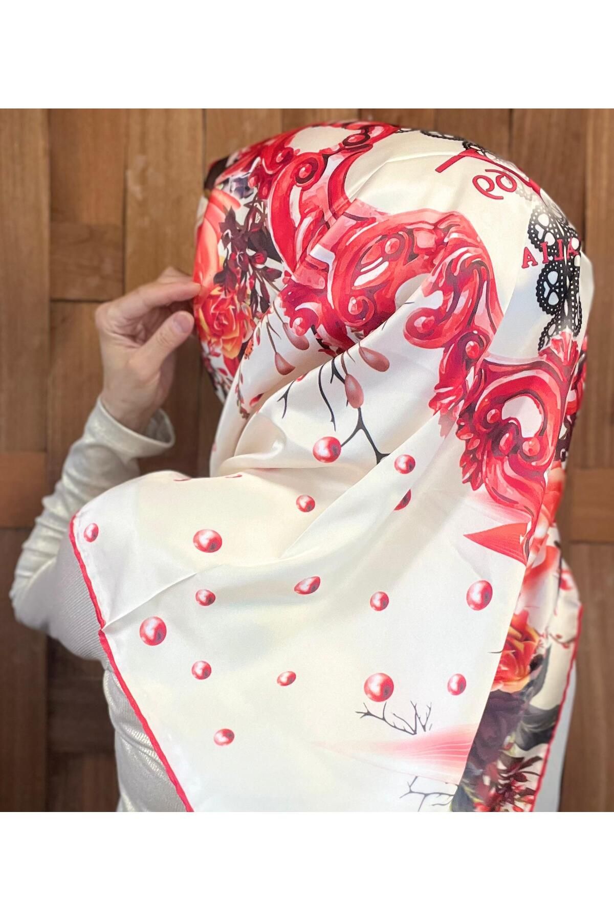 The Message Lüks Seri Twill İpek Eşarp | Özel Tasarım Gold Desenli Premium Koleksiyon