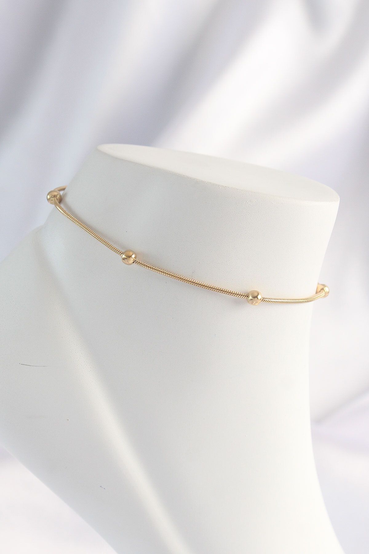 AYLİNA 316L Çelik Gold Renk Minimal Topçuk Model Halhal