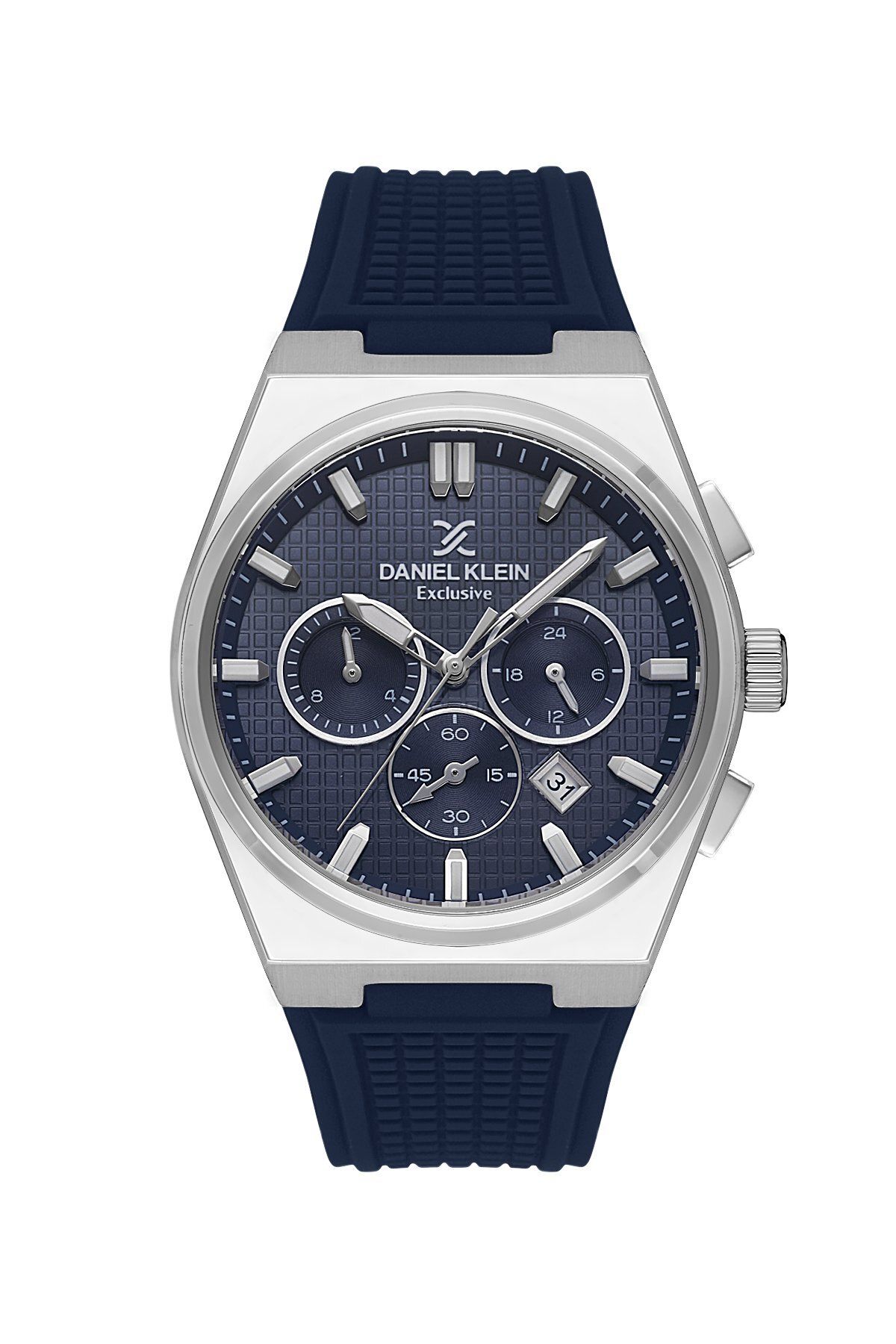 Daniel Klein Kasası Gümüş Kordonu Lacivert Renk 44 Mm Göstergeleri Aktif Erkek Kol Saati