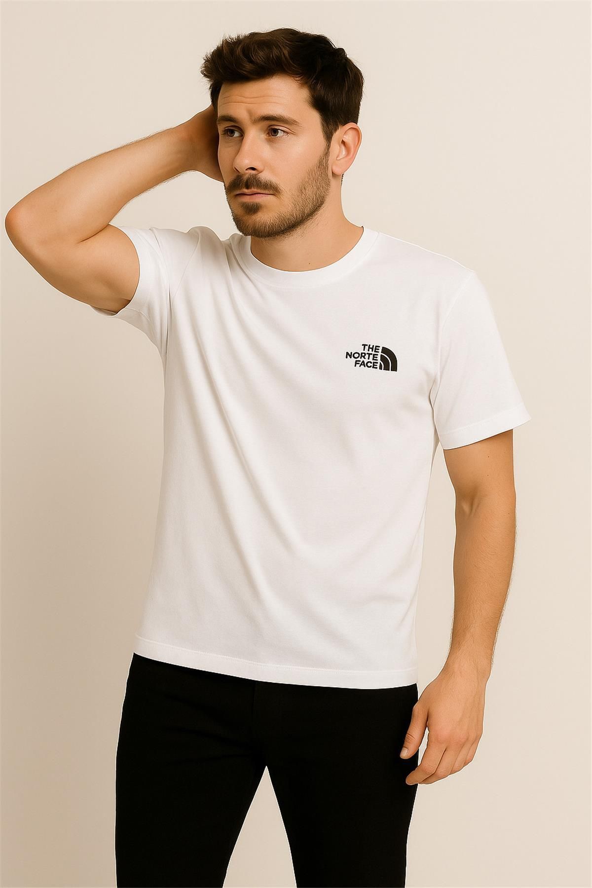 NORTHFACE PAMUK PENYE BİSİKLET YAKA T-SHİRT EKRU THENORTHFACE