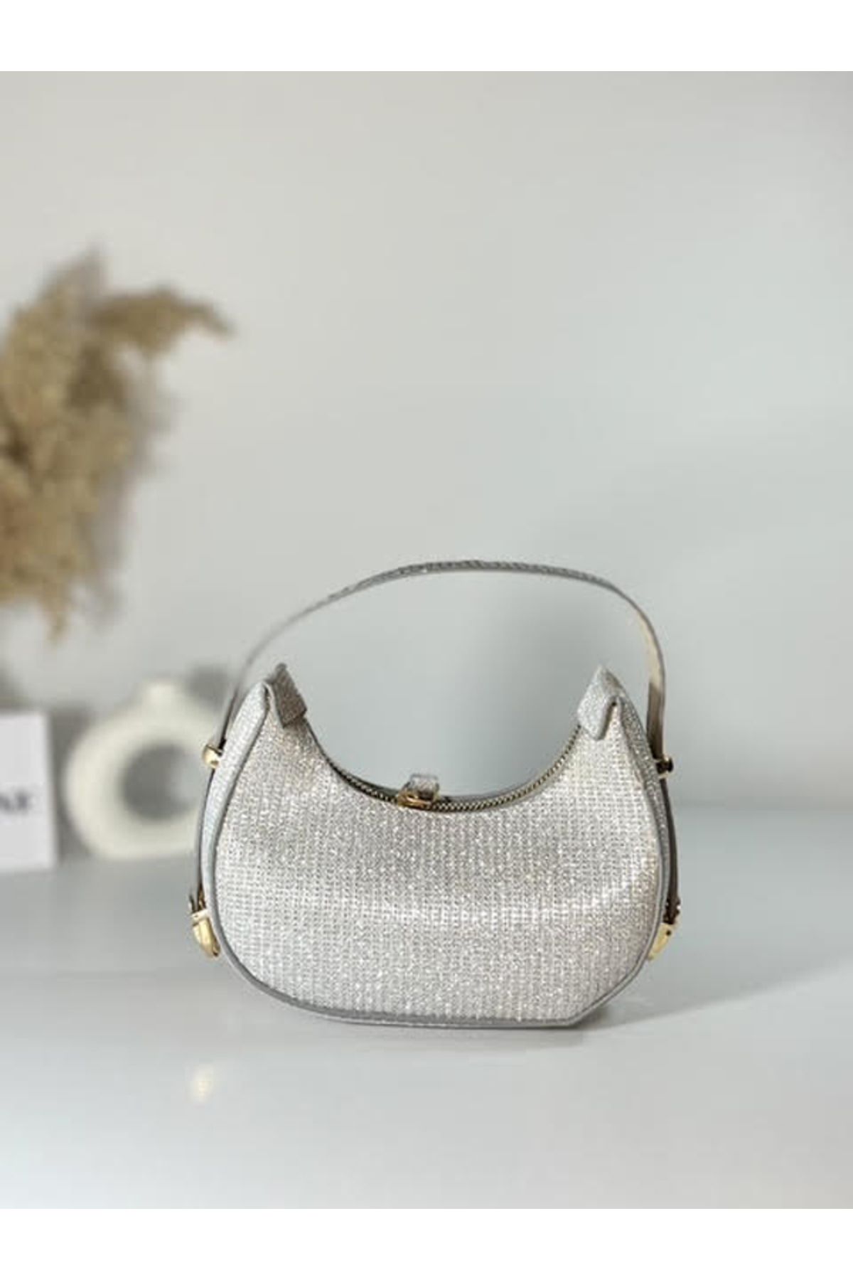 BAGSHINE Işıltılı Taş Detaylı Mini Omuz Çantası