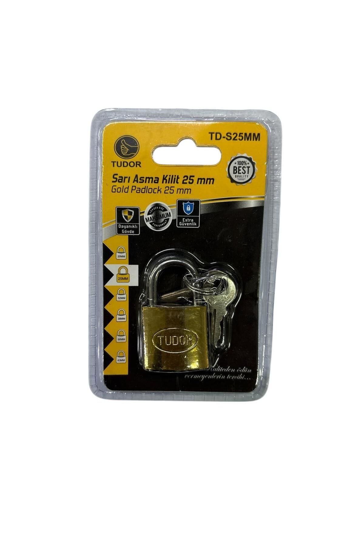 Toptan Bulurum Tudor 25 mm Kısa Sarı Asma Kilit