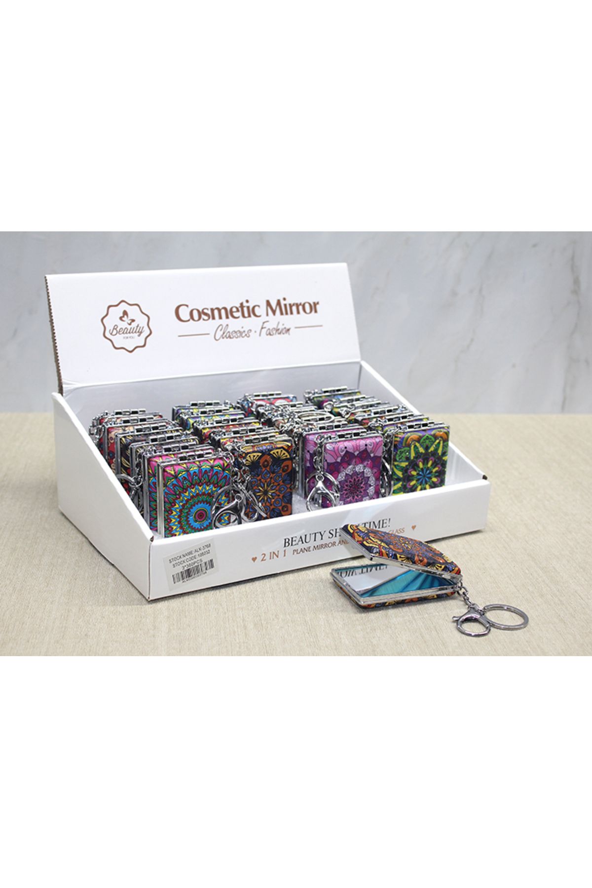 NEZADE STORE Taşlı El Aynası Anahtarlık Model 3