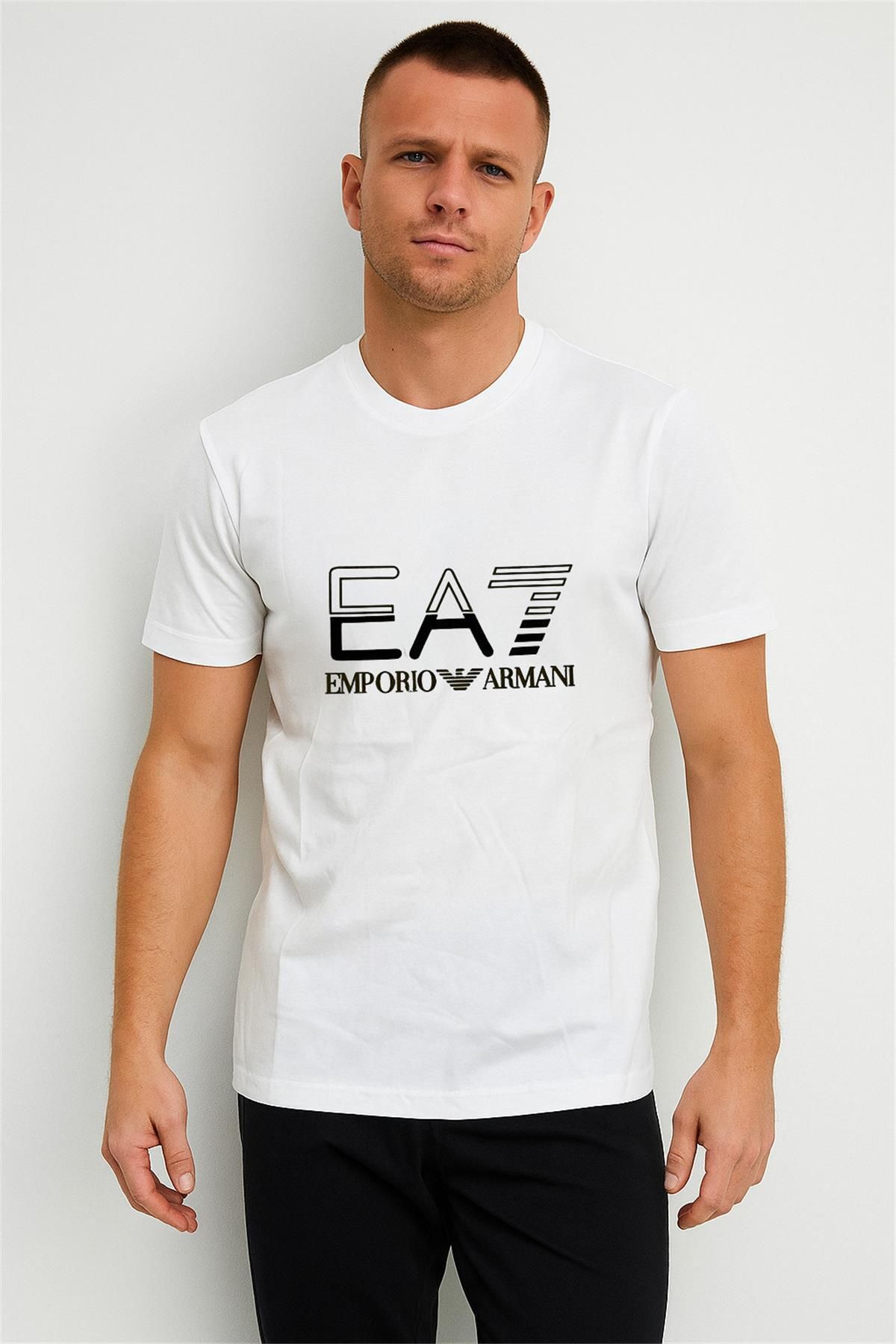 Trend07 BİSİKLET YAKA TSHİRT BEYAZ EMPORIARMANI