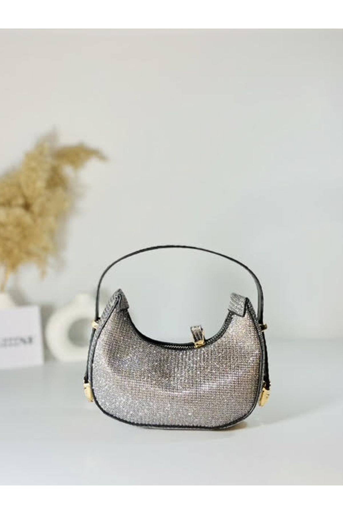BAGSHINE Işıltılı Taş Detaylı Mini Omuz Çantası