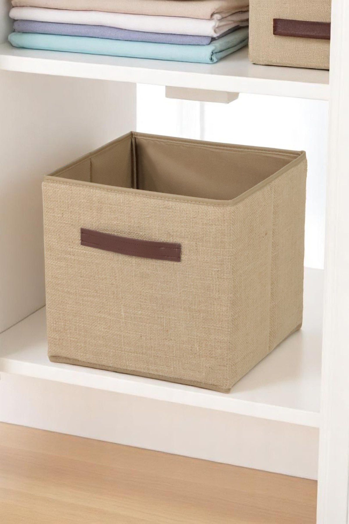 İronika Jüt Kapaksız Kutu Dolap İçi Organizer Oyuncak Eşya Çamaşır Saklama Kutusu Düzenleyici 30X30X30 Cm