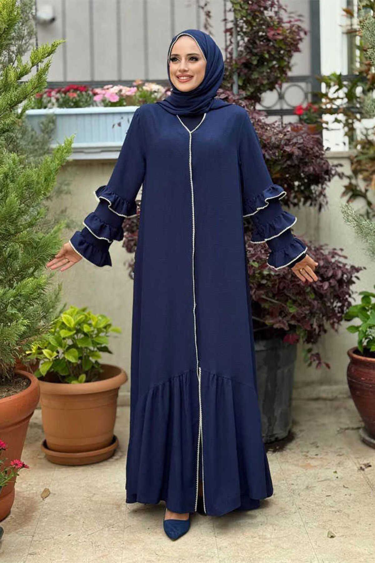 Bym Fashion Şal ve Ferace İkili Takım 70018 Lacivert