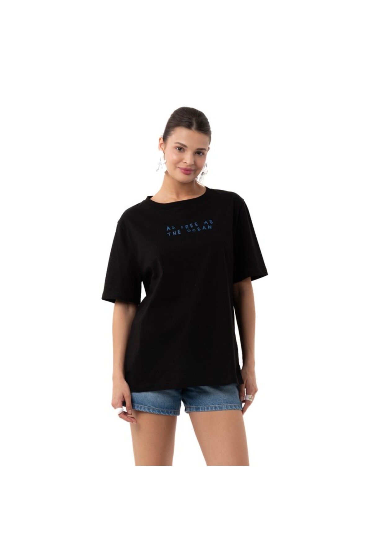 POG'S Ocean Oversize Siyah T-Shirt