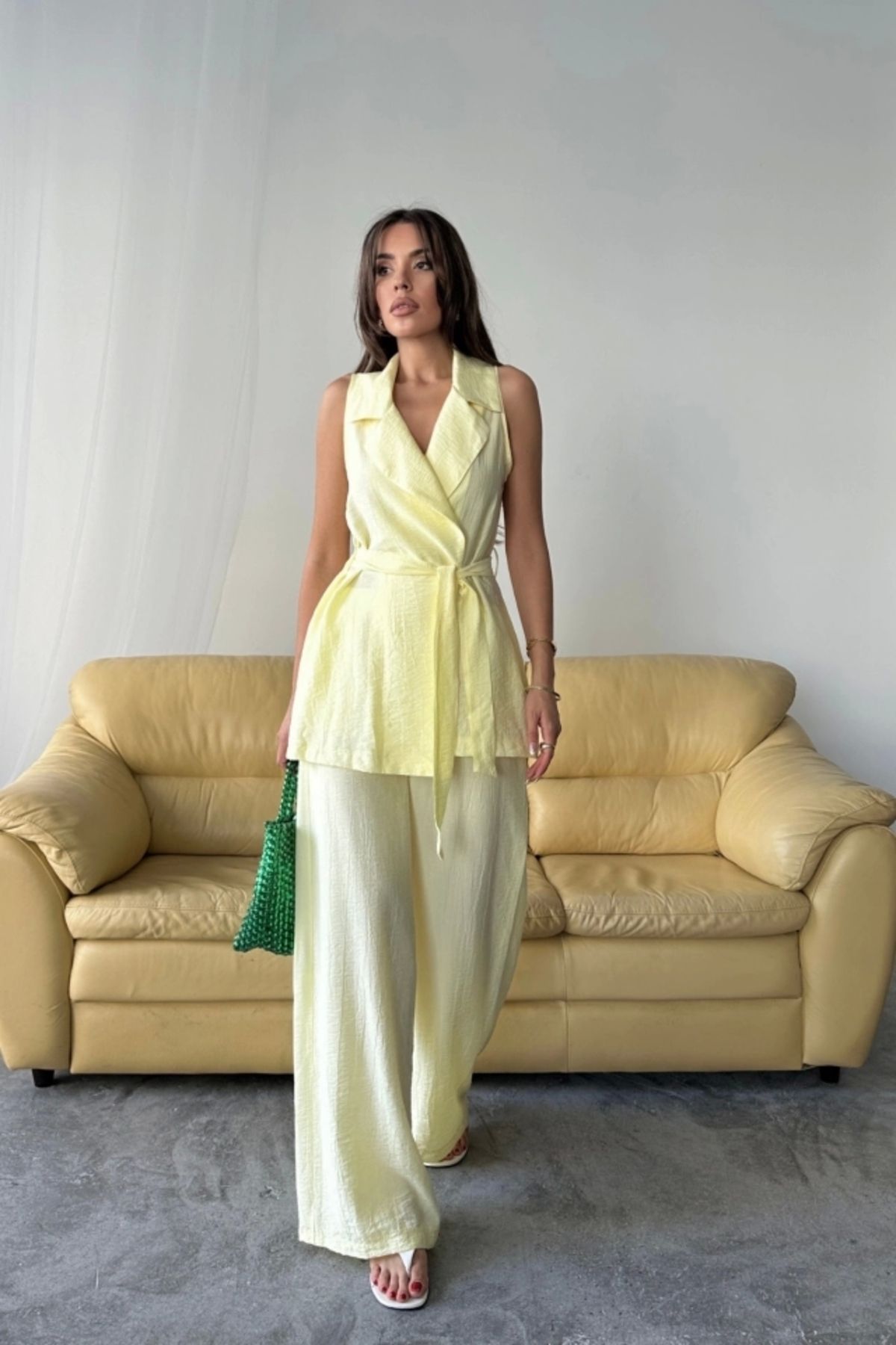 Butik YELEK - PANTOLON TAKIM KUMAŞ - Sarı
