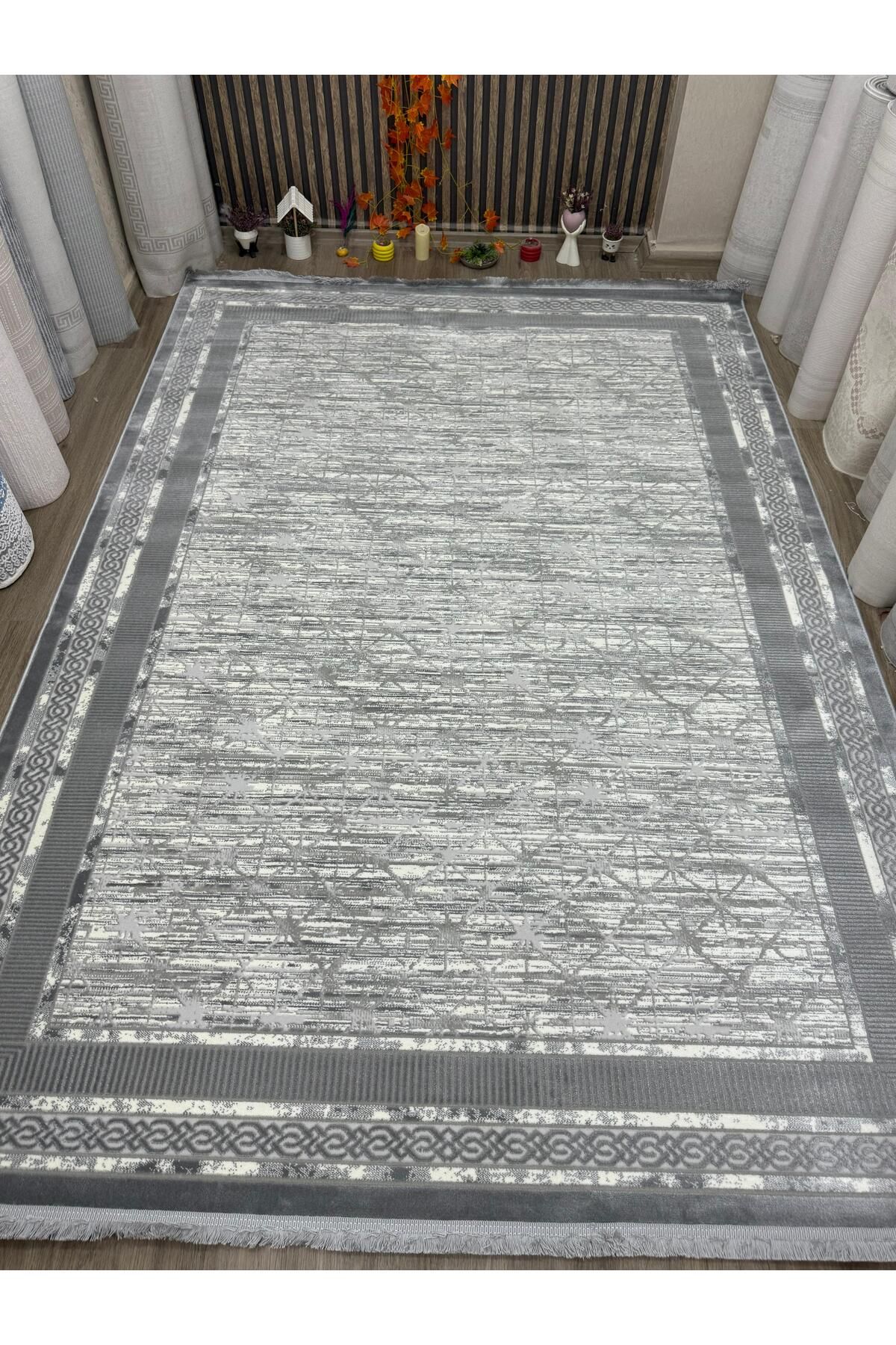 Nehir Halı 200x290 cm | Lüks Modern Gri Desenli Halı – 6 m²