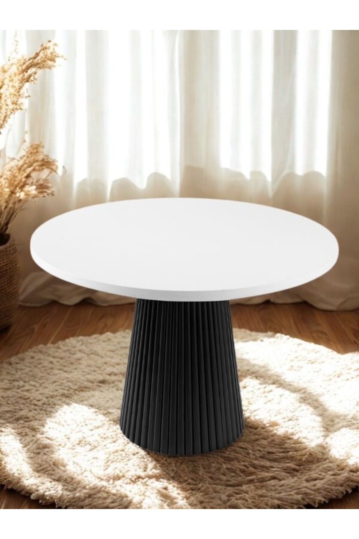 Gazzini Furniture Milas Natural Ahşap Bohem Yemek Masası 90x90