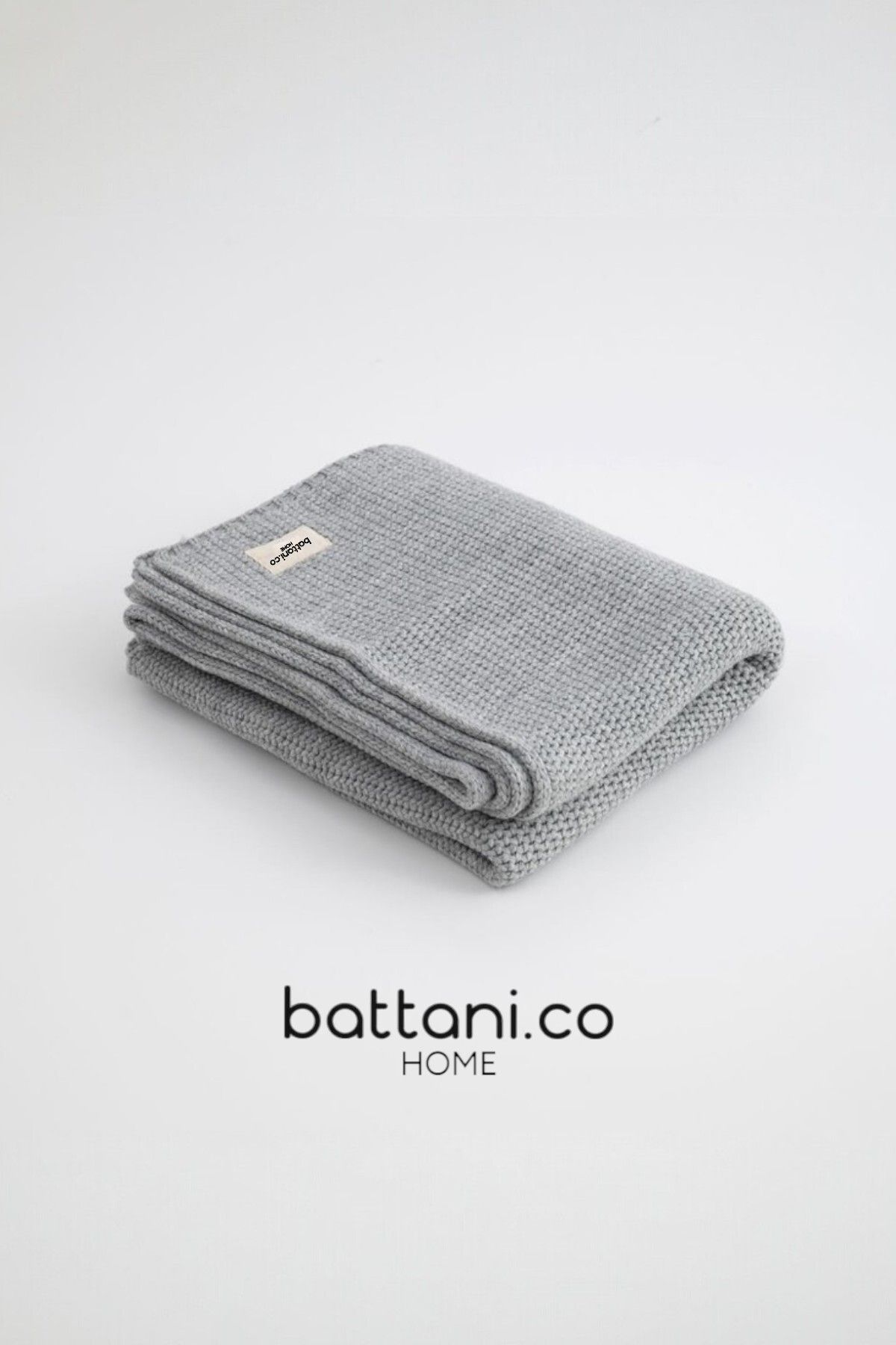 Battani.Co Home Premium Örgü Triko Gri Koltuk Yatak TV Battaniyesi 130x170 cm