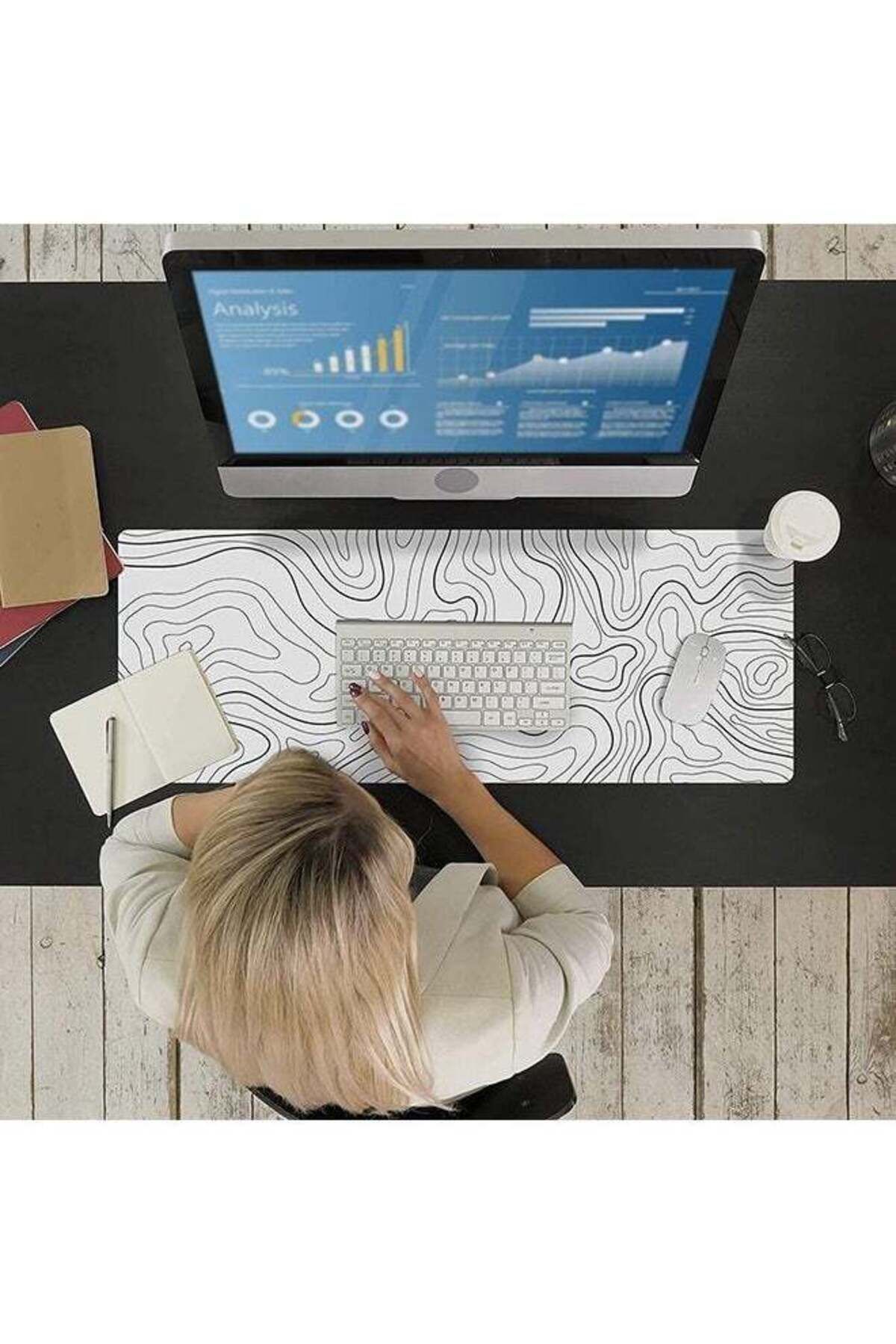COOYA-Large Gaming Mouse Pad with Stitched Edges,for Keyboard and Mouse, 31.5 X 11.8 In, White 4