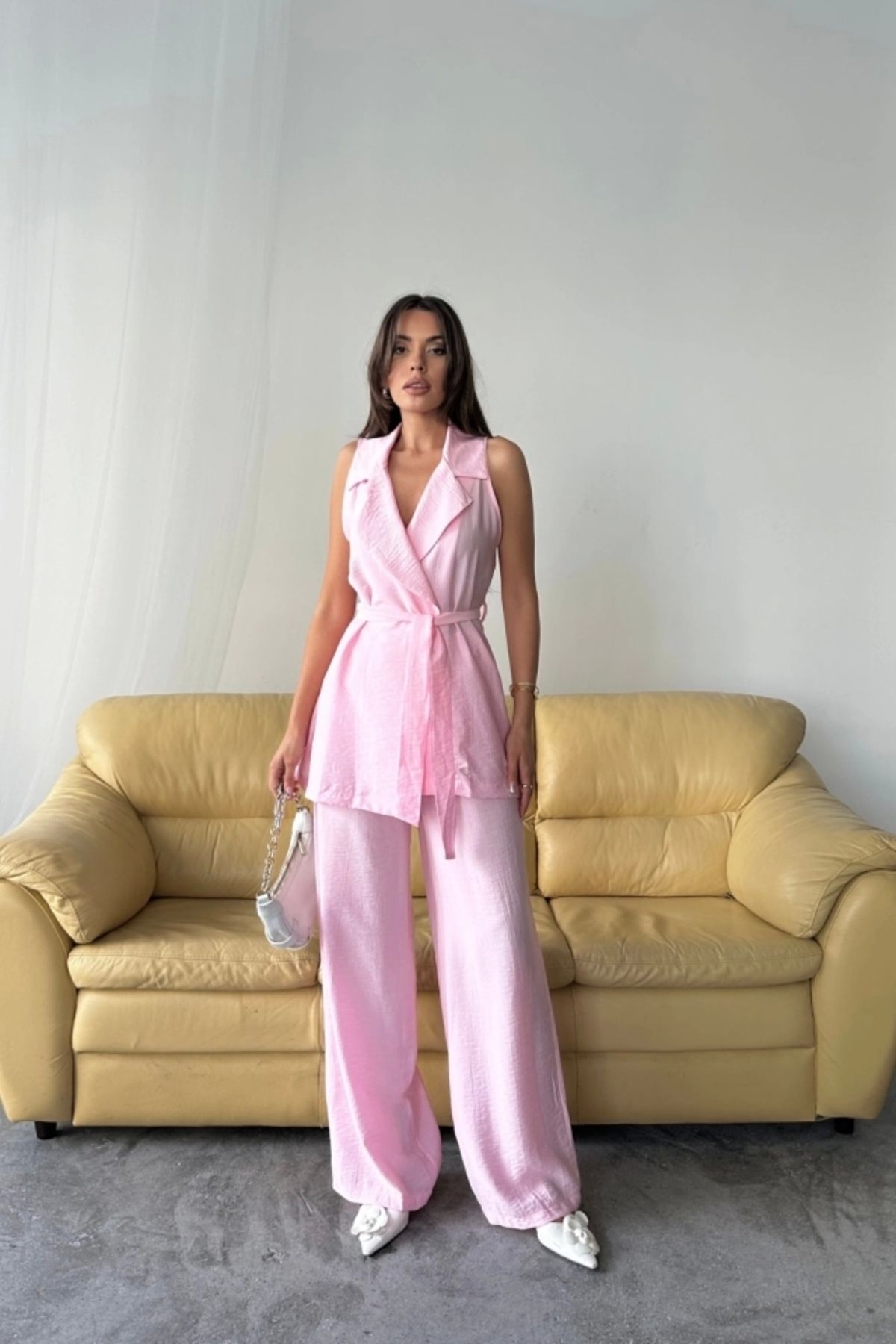 Butik YELEK - PANTOLON TAKIM ÇİLEK KUMAŞ - Pembe