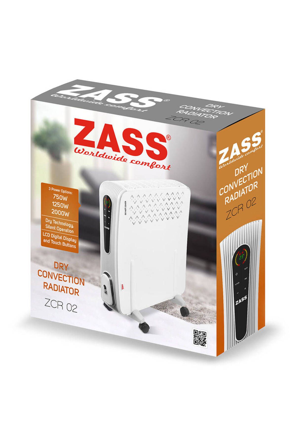 Zass-Electric convection radiator Zass ZCR 02, power 2000W, 3 speeds, LED digital panel, remote, timer 6