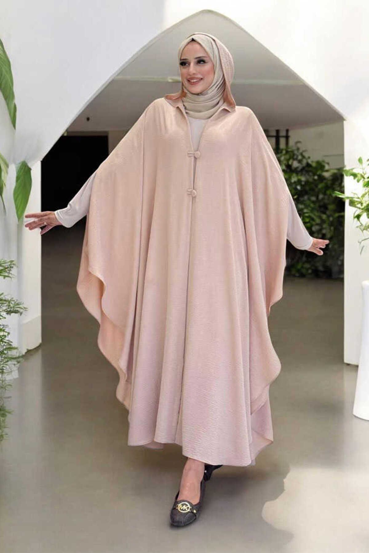 Bym Fashion Kapüşonlu Ayrobin Pelerin 70021 Taş
