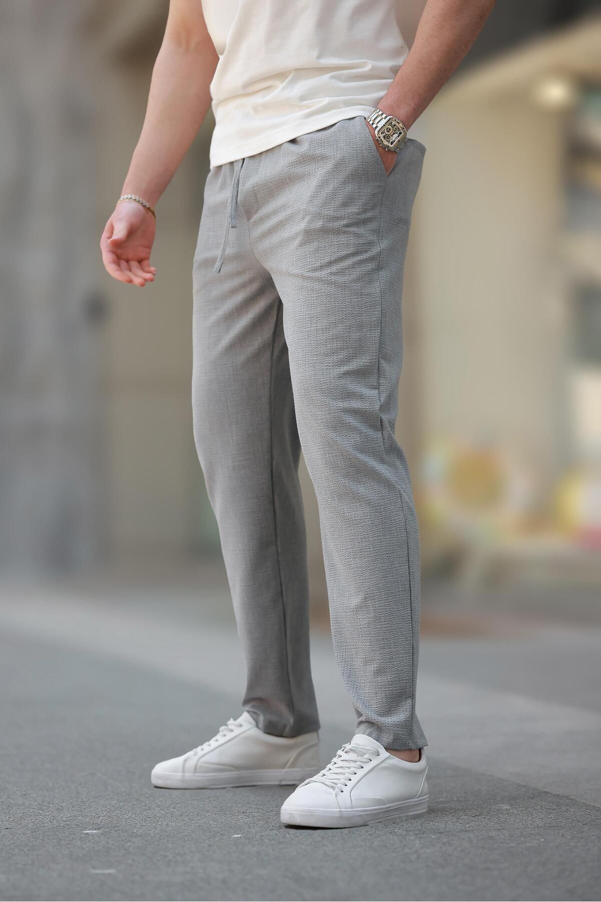 Madmext Gri Regular Fit Erkek Pantolon E6572