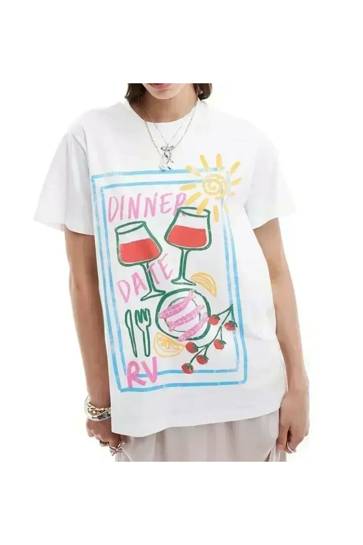 JANSO GROUP -KADIN PAMUKLU BASKILI KISA KOLLU TSHIRT OVERSİZE BÜYÜK BEDEN