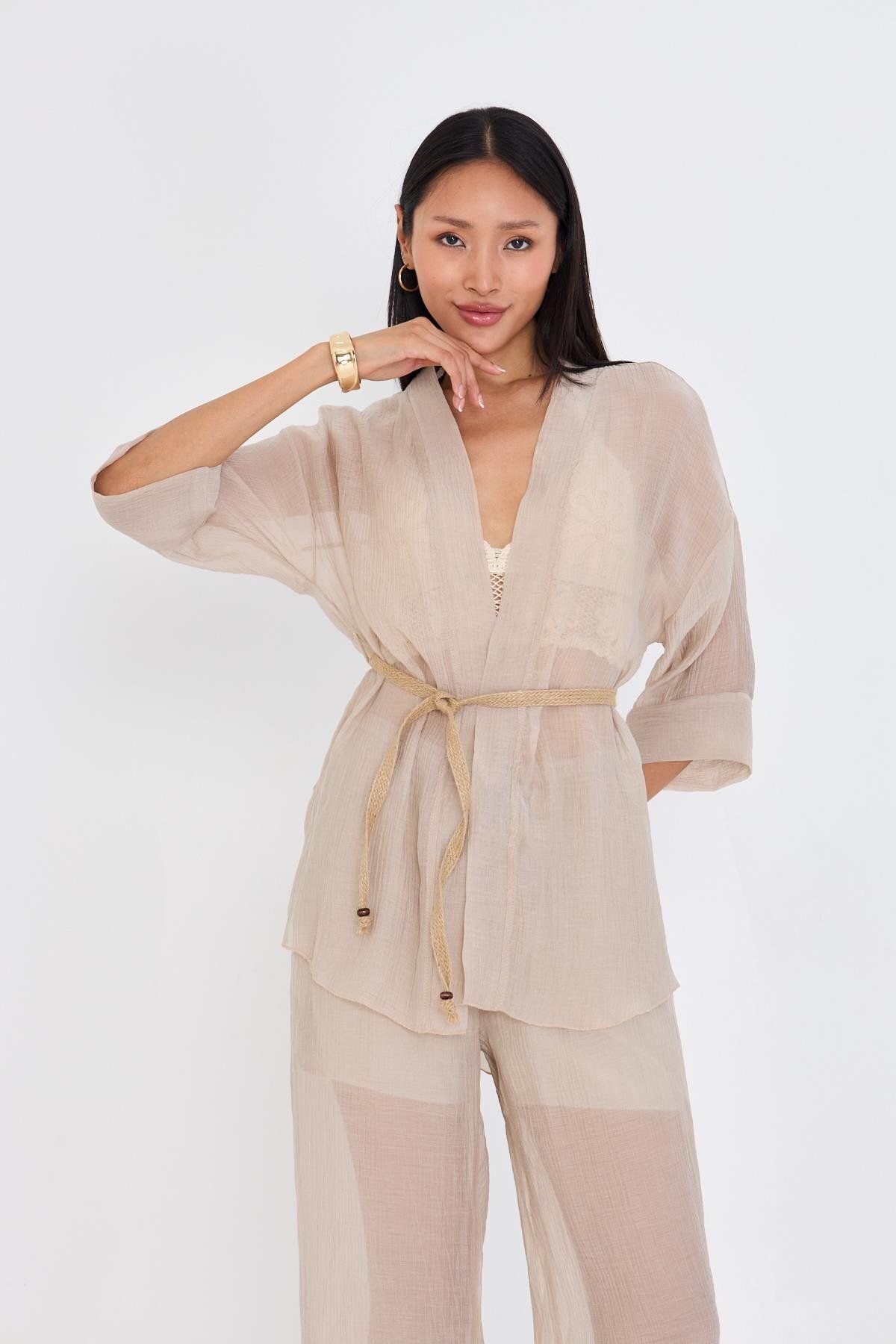 TIFFANY&TOMATO Hasır Kemerli Kimono